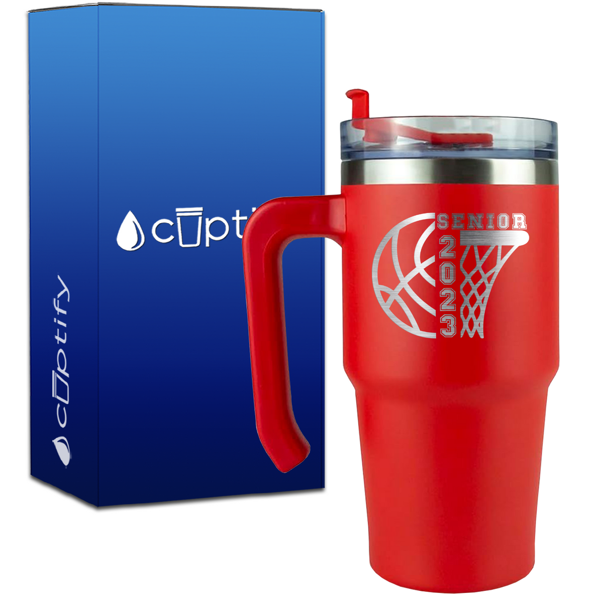 Basketball Senior on 20oz Basketball Travel Mug
