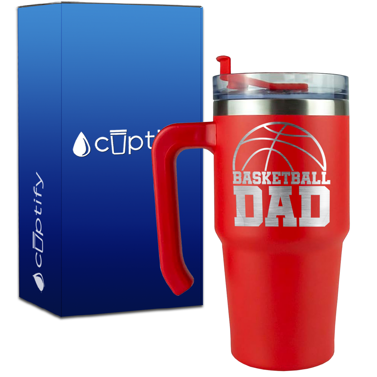 Basketball Dad Half Ball on 20oz Basketball Travel Mug