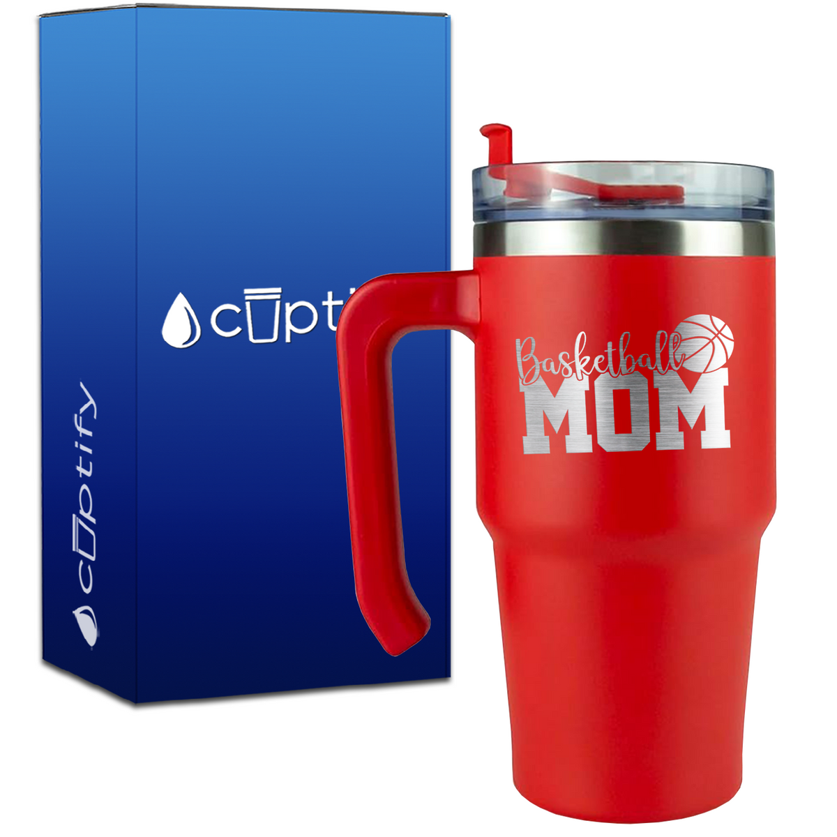 Basketball Mom Slanted on 20oz Basketball Travel Mug