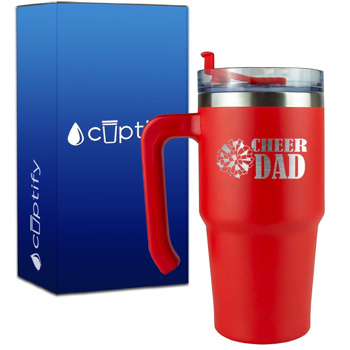 Cheer Dad with Pom Pom on 20oz Cheer Travel Mug