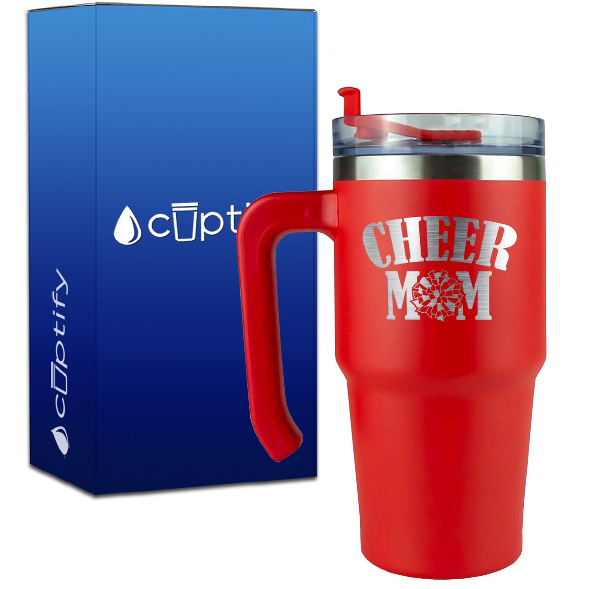 Cheer Mom Pom Pom on 20oz Cheer Travel Mug