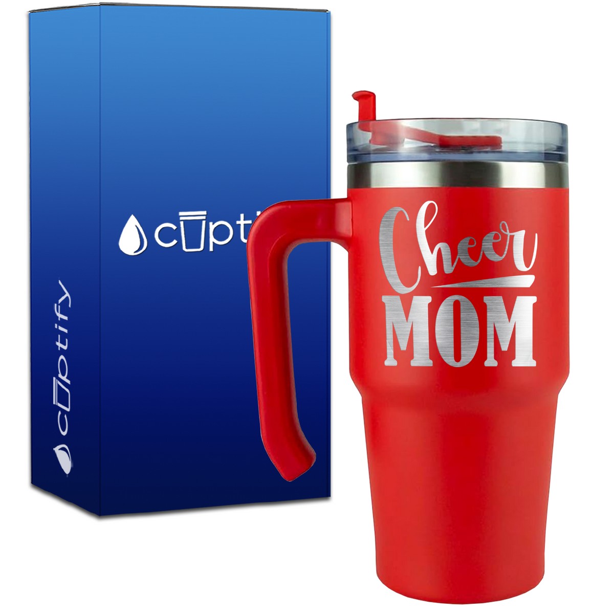 Cheer Mom on 20oz Cheer Travel Mug