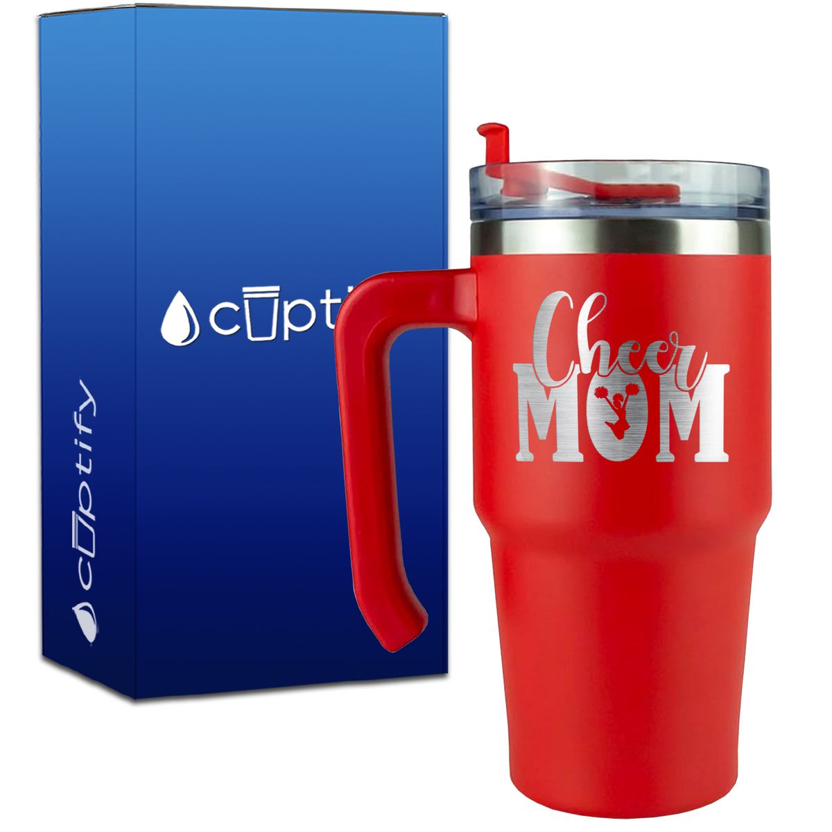 Cheer Mom Cheerleader Silhouette on 20oz Cheer Travel Mug