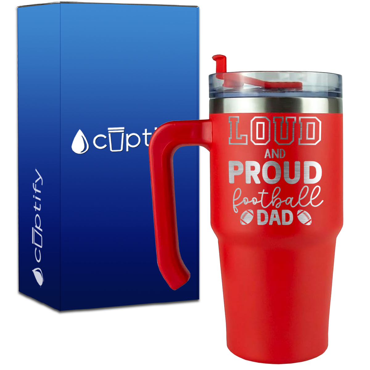 Loud and Proud Football Dad on 20oz Football Travel Mug