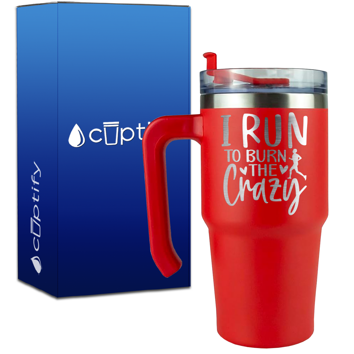 I Run to Burn the Crazy on 20oz Running Travel Mug