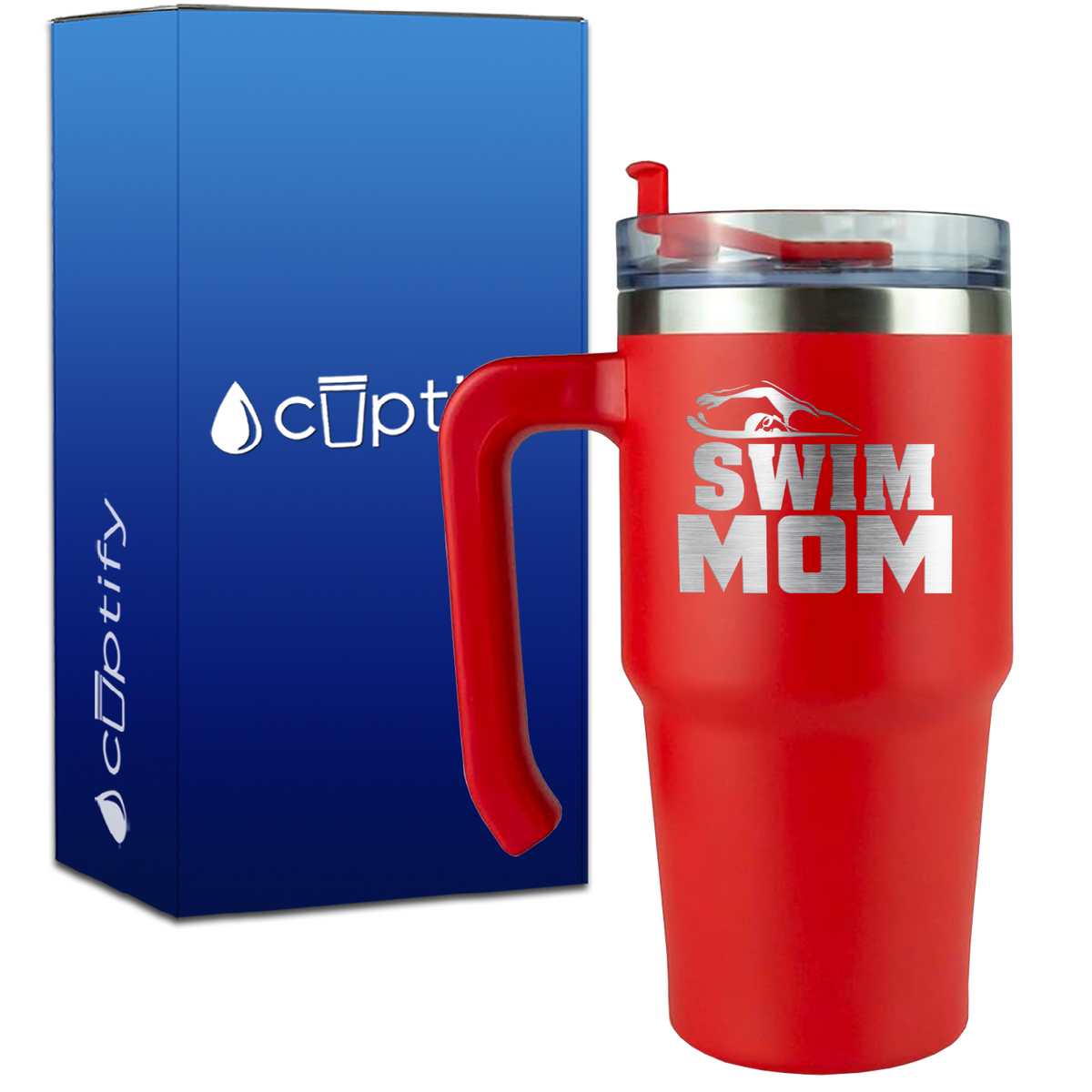 Swim Mom Silhouette on 20oz Swimming Travel Mug