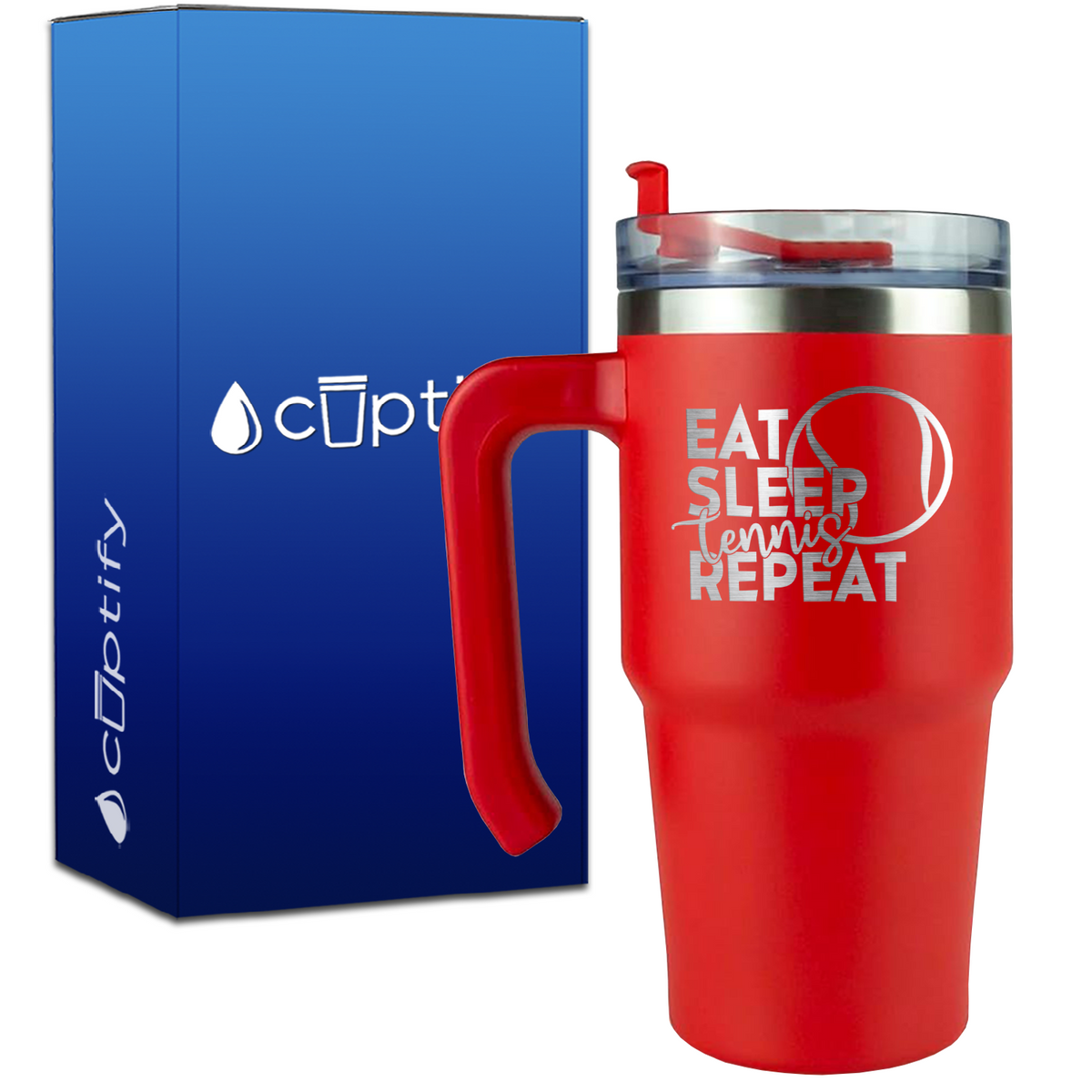 Eat Sleep Tennis Repeat on 20oz Tennis Travel Mug