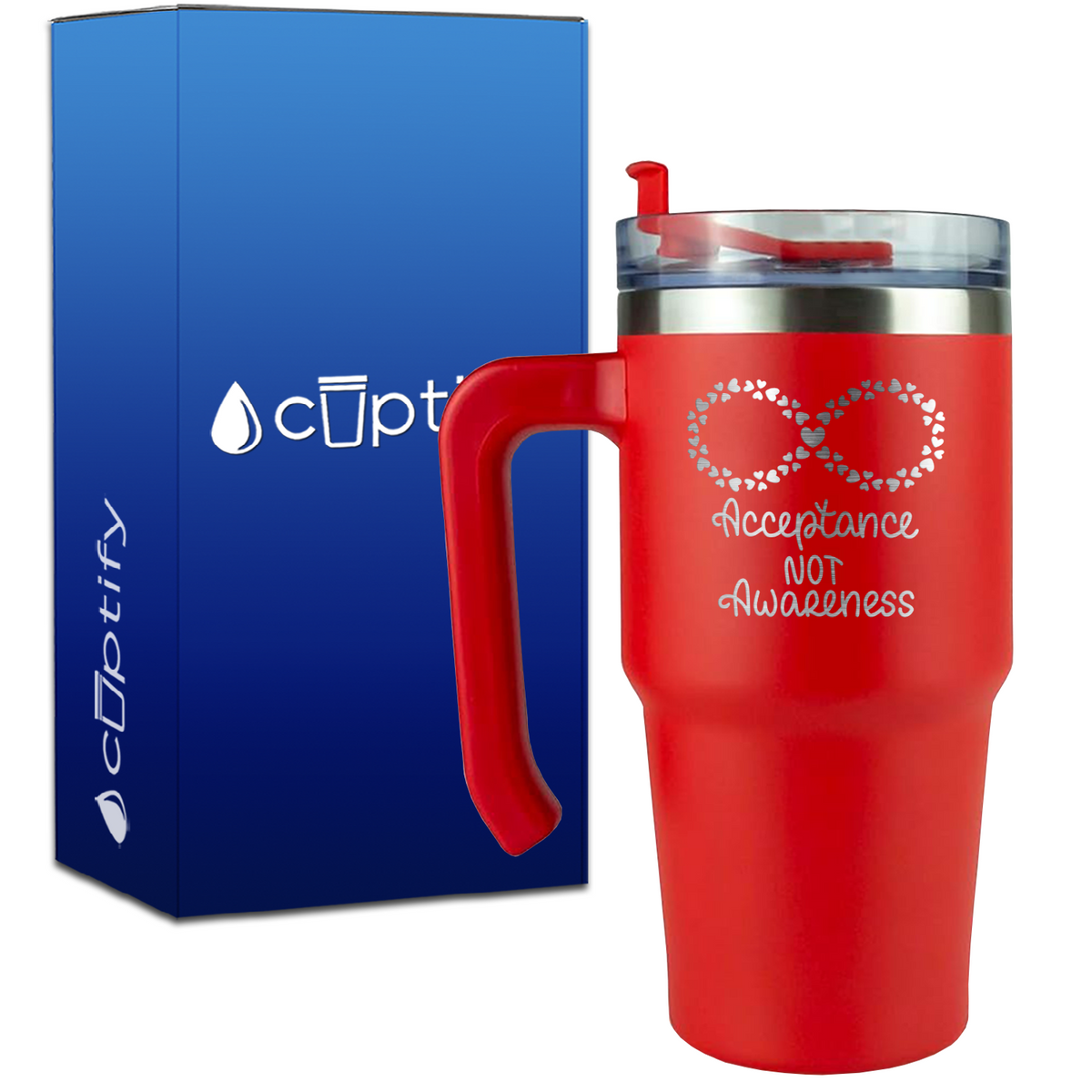 Acceptance not Awareness on 20oz Autism Travel Mug