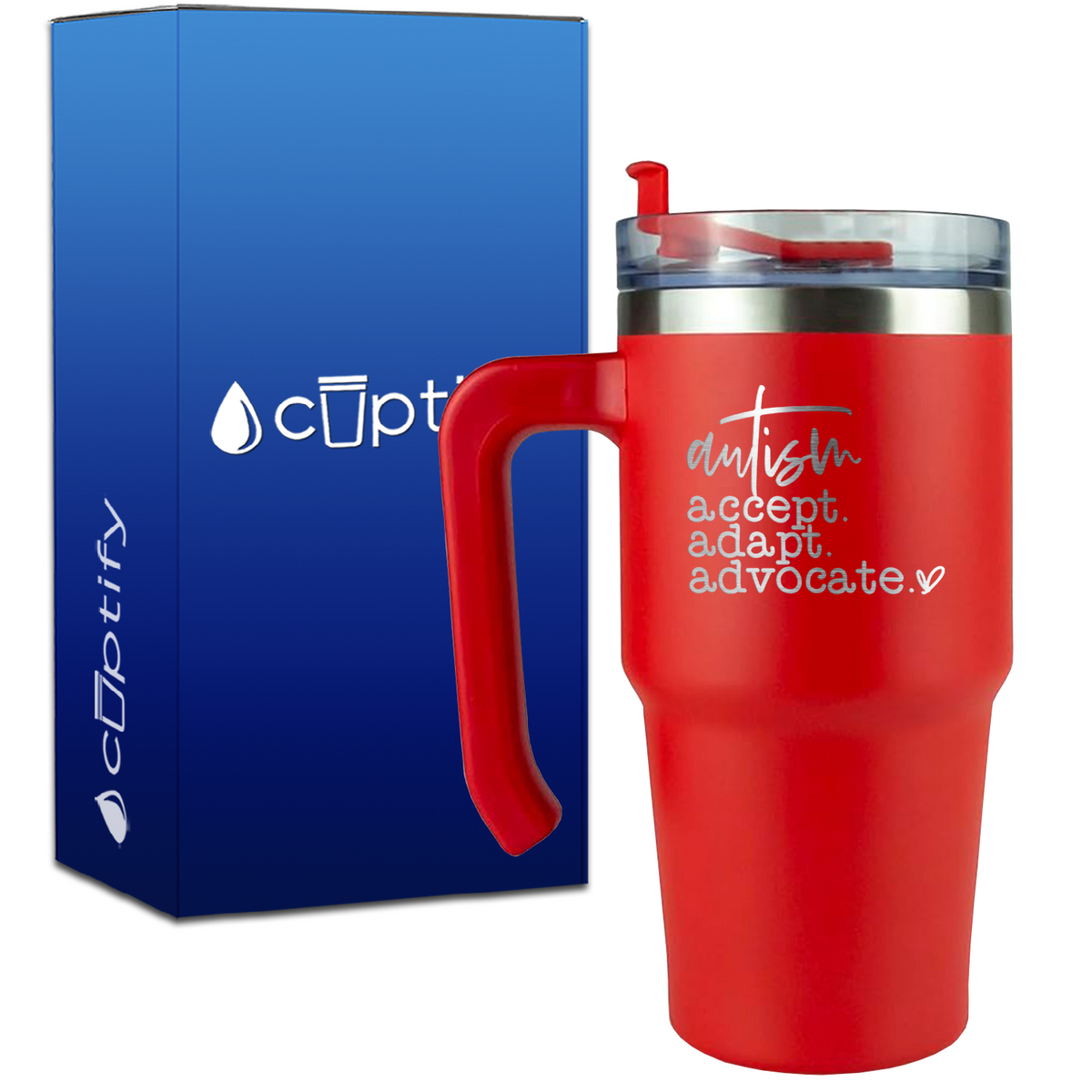 Autism Accept Adapt Advocate on 20oz Autism Travel Mug