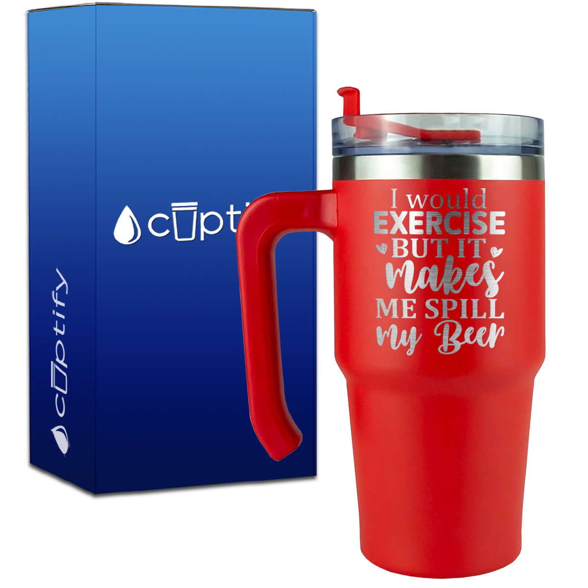 I Would Exercise But It Makes Me Spill My Beer on 20oz Beer Lover Travel Mug