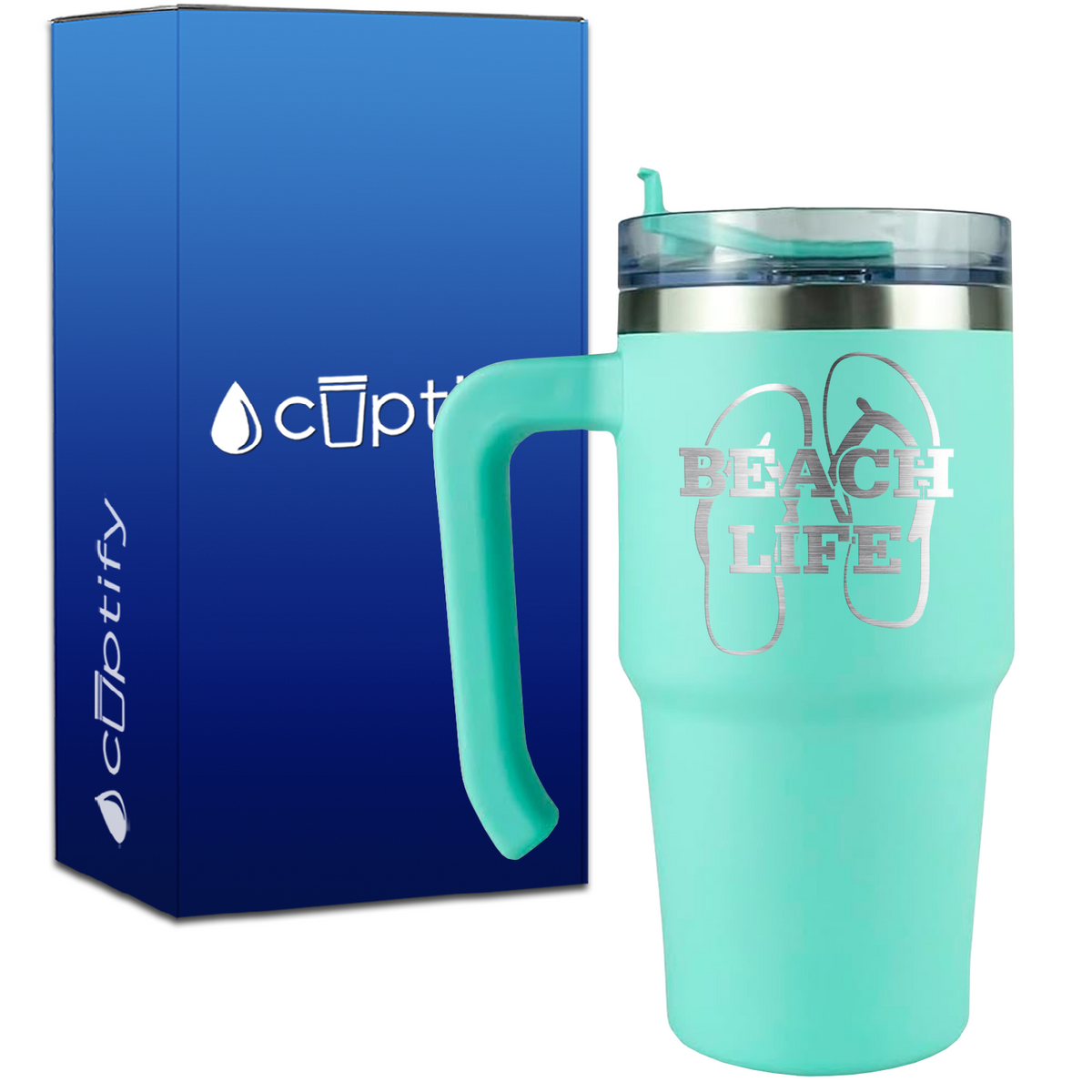 The Beach Life Sandals on 20oz Beach Life Travel Mug