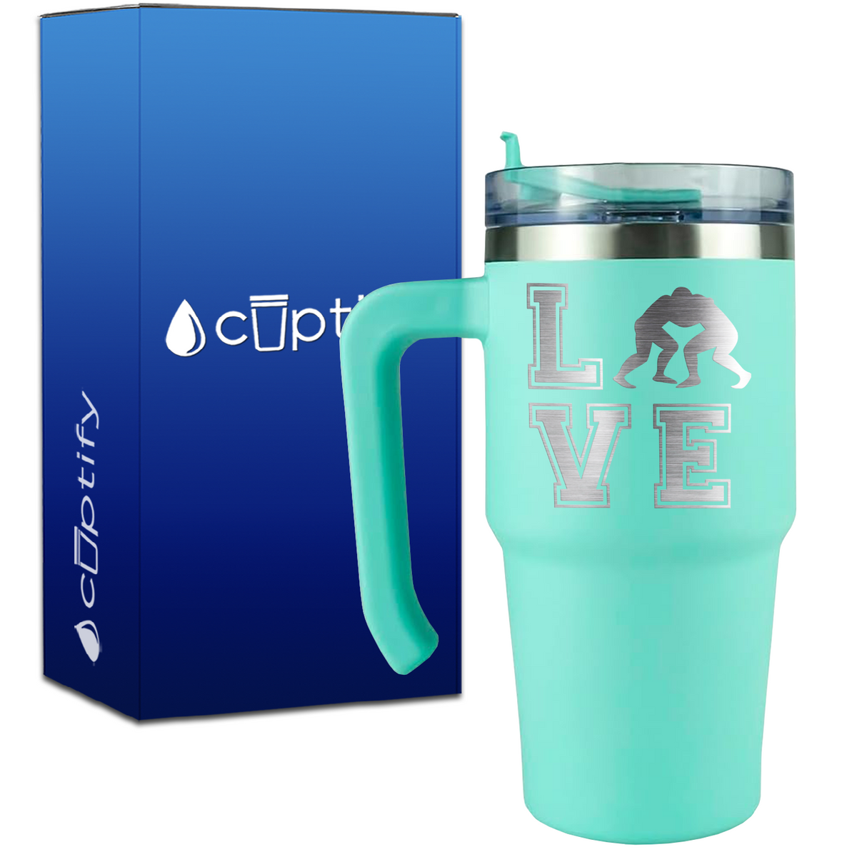 Love Wrestlers on 20oz Wrestling Travel Mug