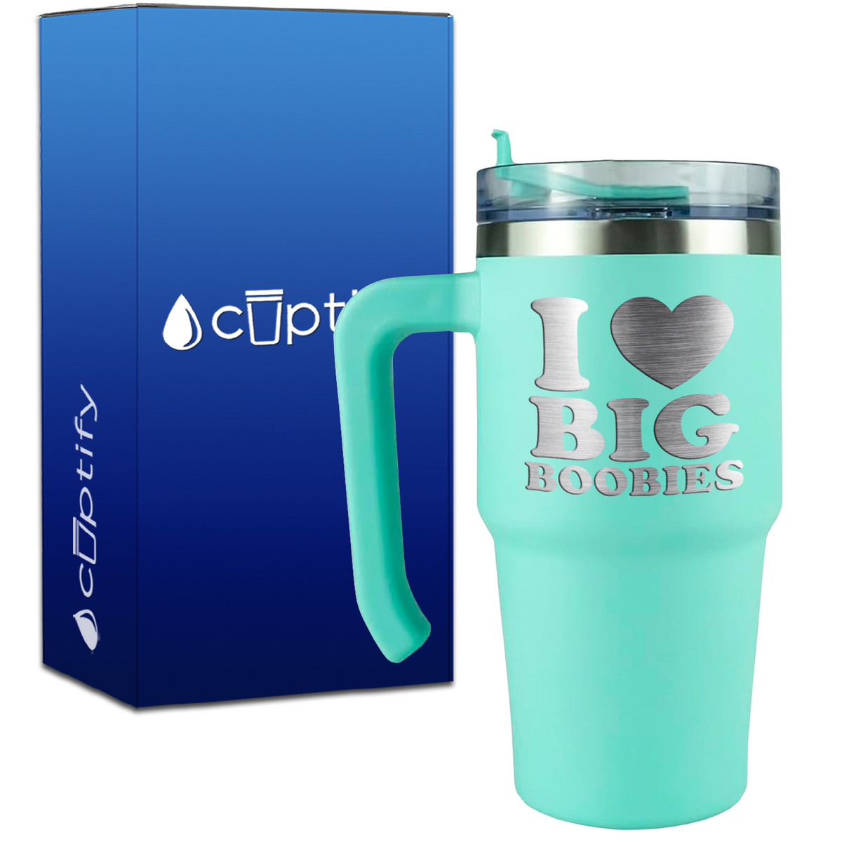 I Heart Big Boobies on 20oz Funny Travel Mug