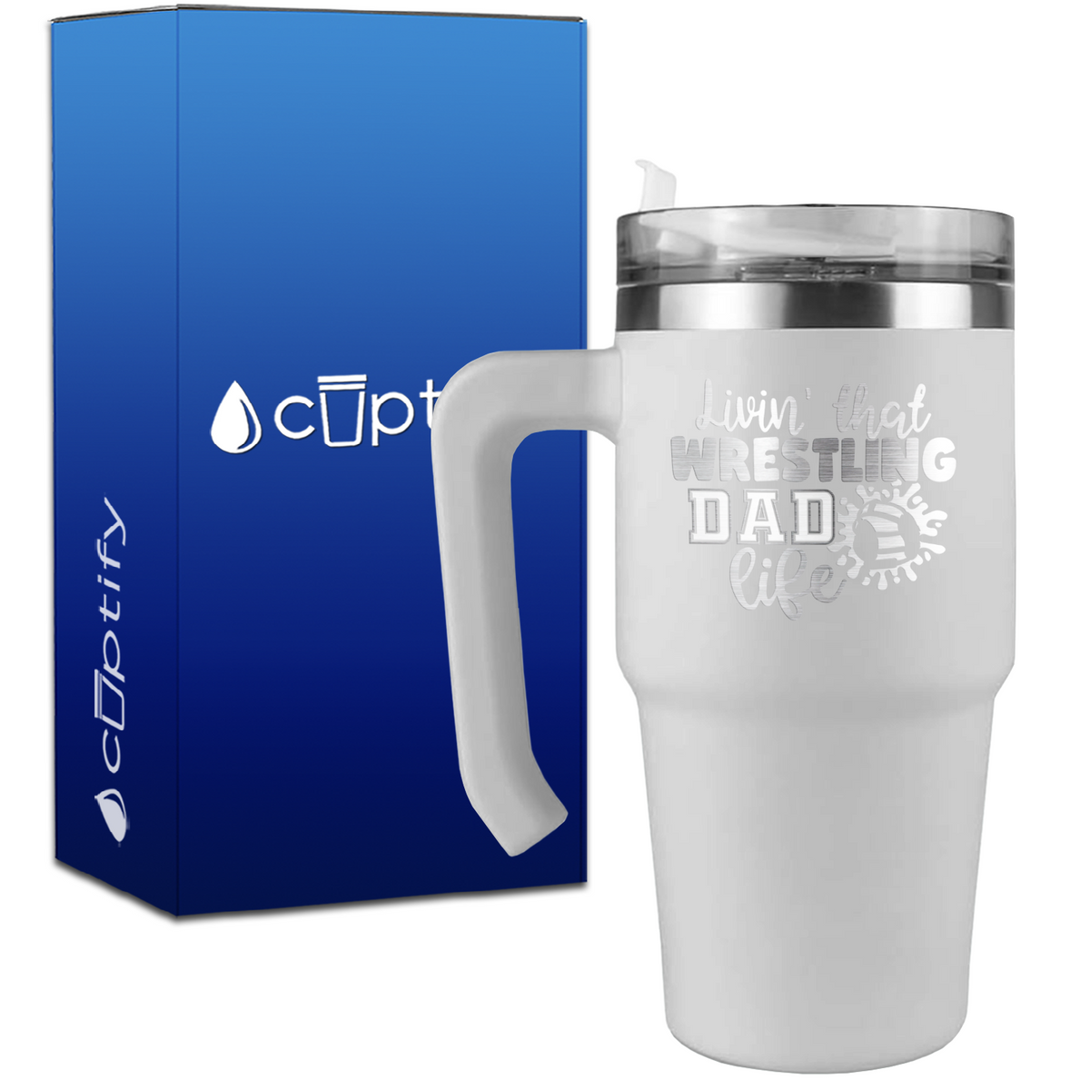 Livin' That Wrestling Dad Life Headgear  on 20oz Wrestling Travel Mug
