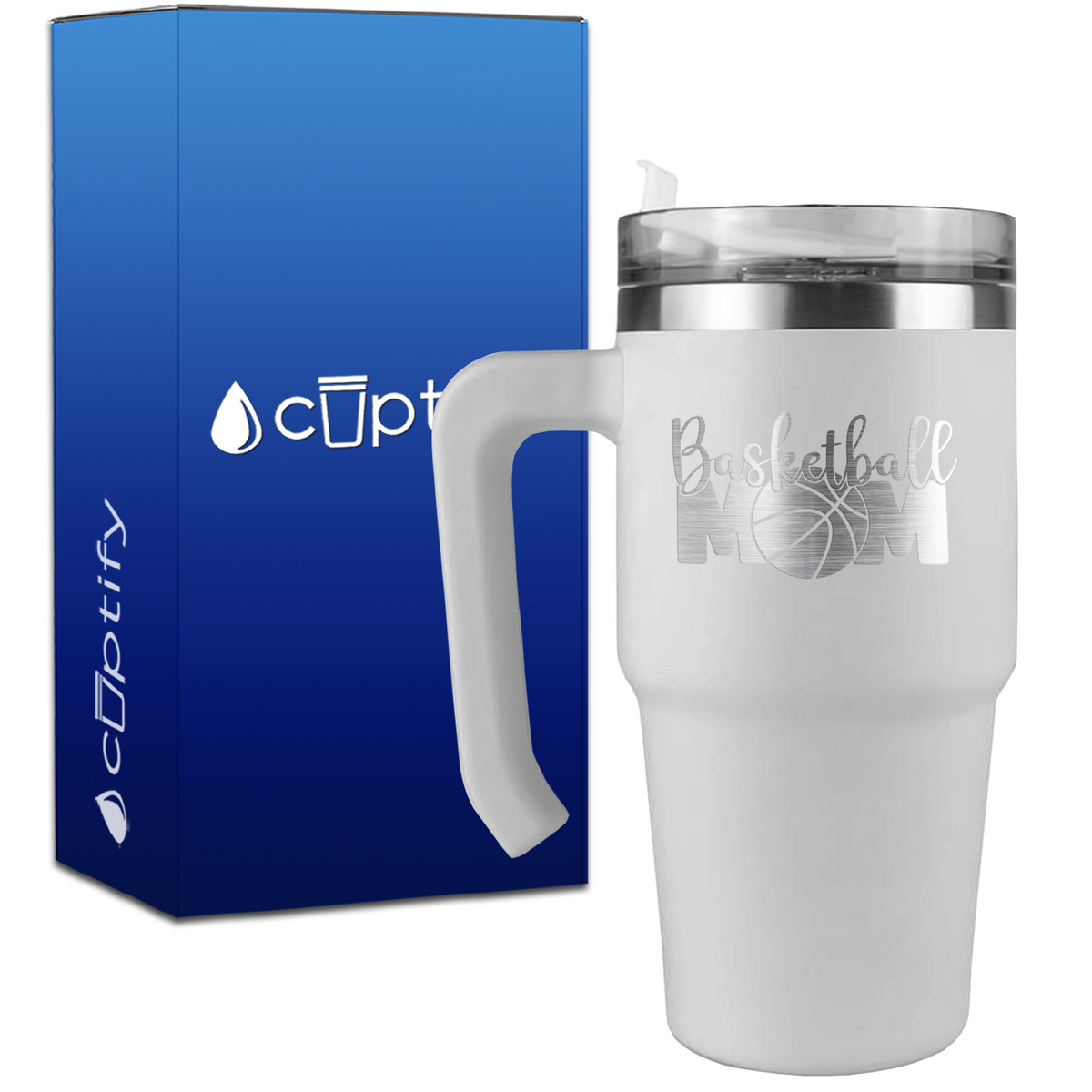 Mom Basketball on 20oz Basketball Travel Mug