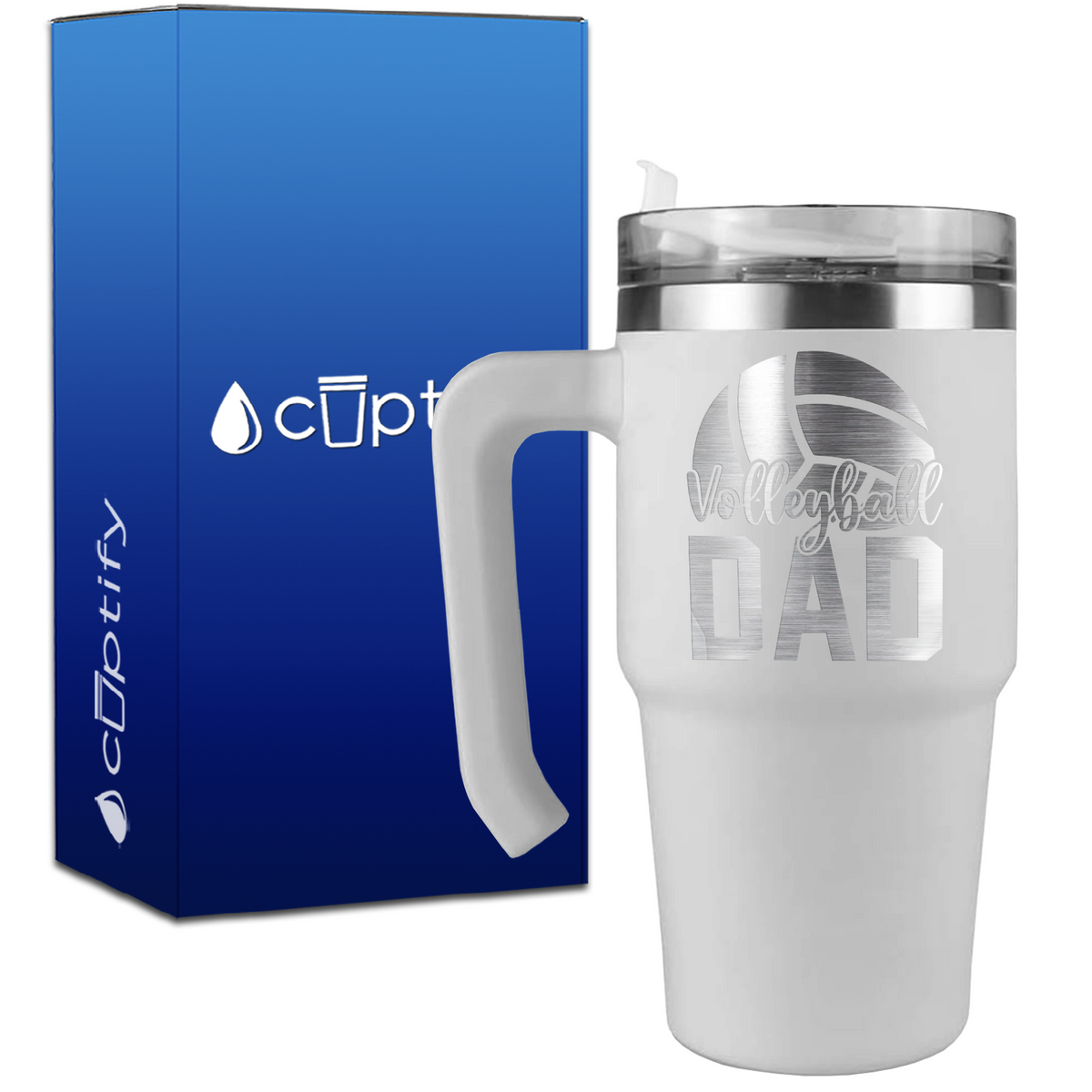 Volleyball Dad Half Ball on 20oz Volleyball Travel Mug