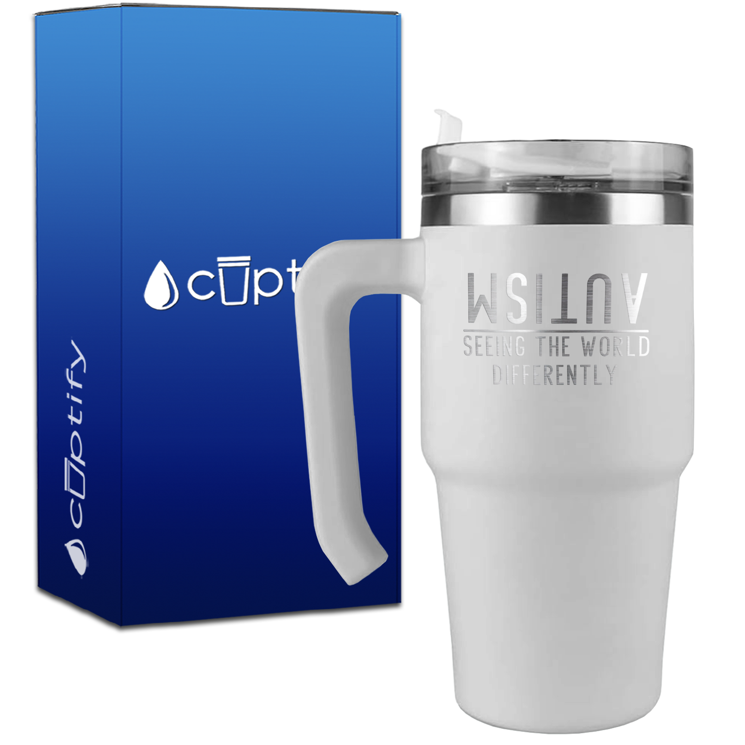 Seeing the World Differently Autism on 20oz Autism Travel Mug