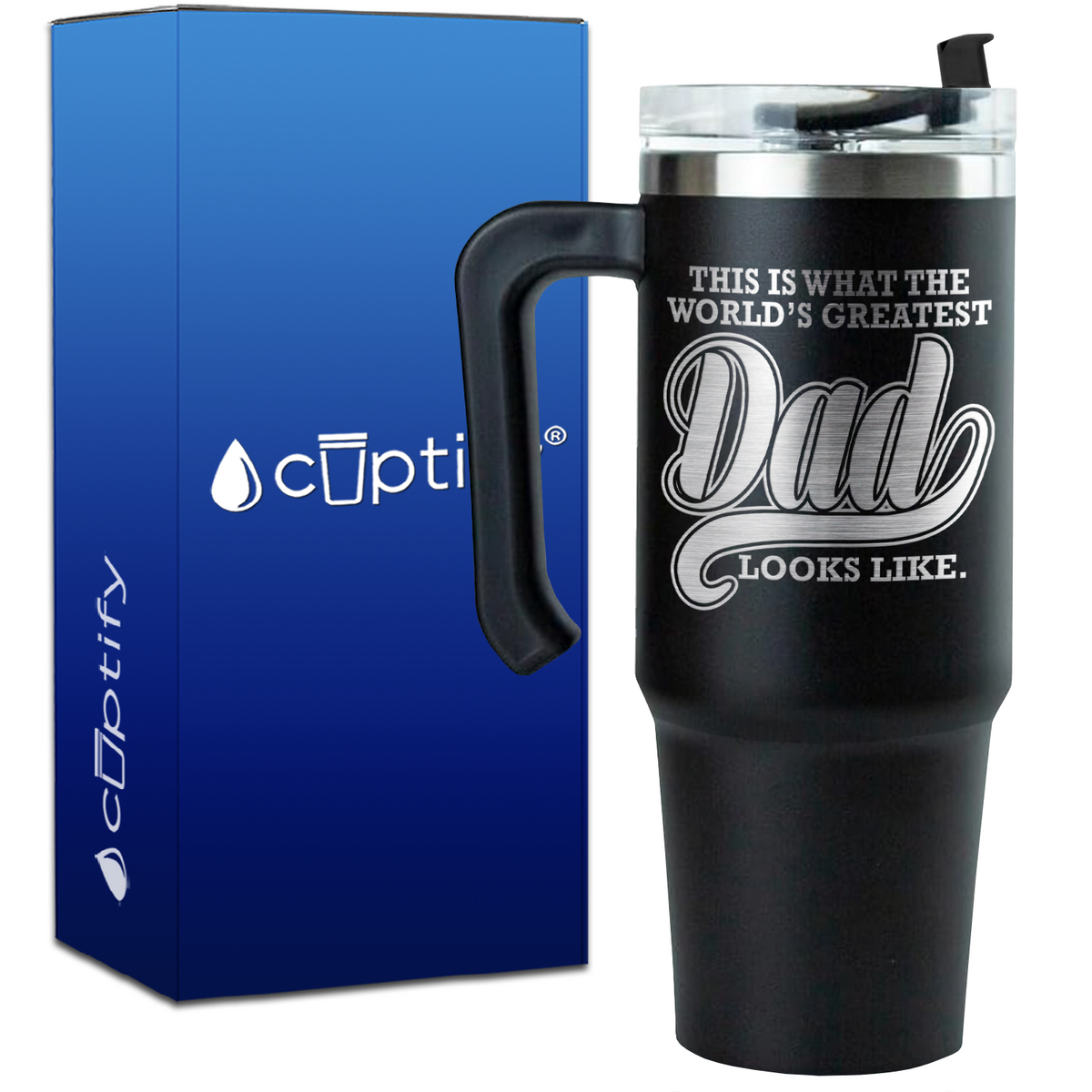 This is what the Worlds Greatest Dad Looks Like on 30oz Dad Travel Mug