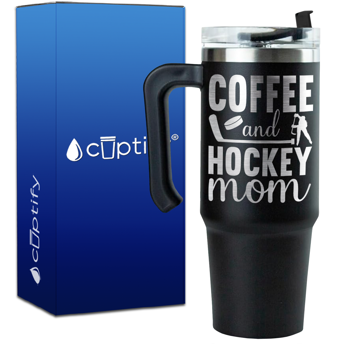 Coffee and Hockey Mom on 30oz Hockey Travel Mug