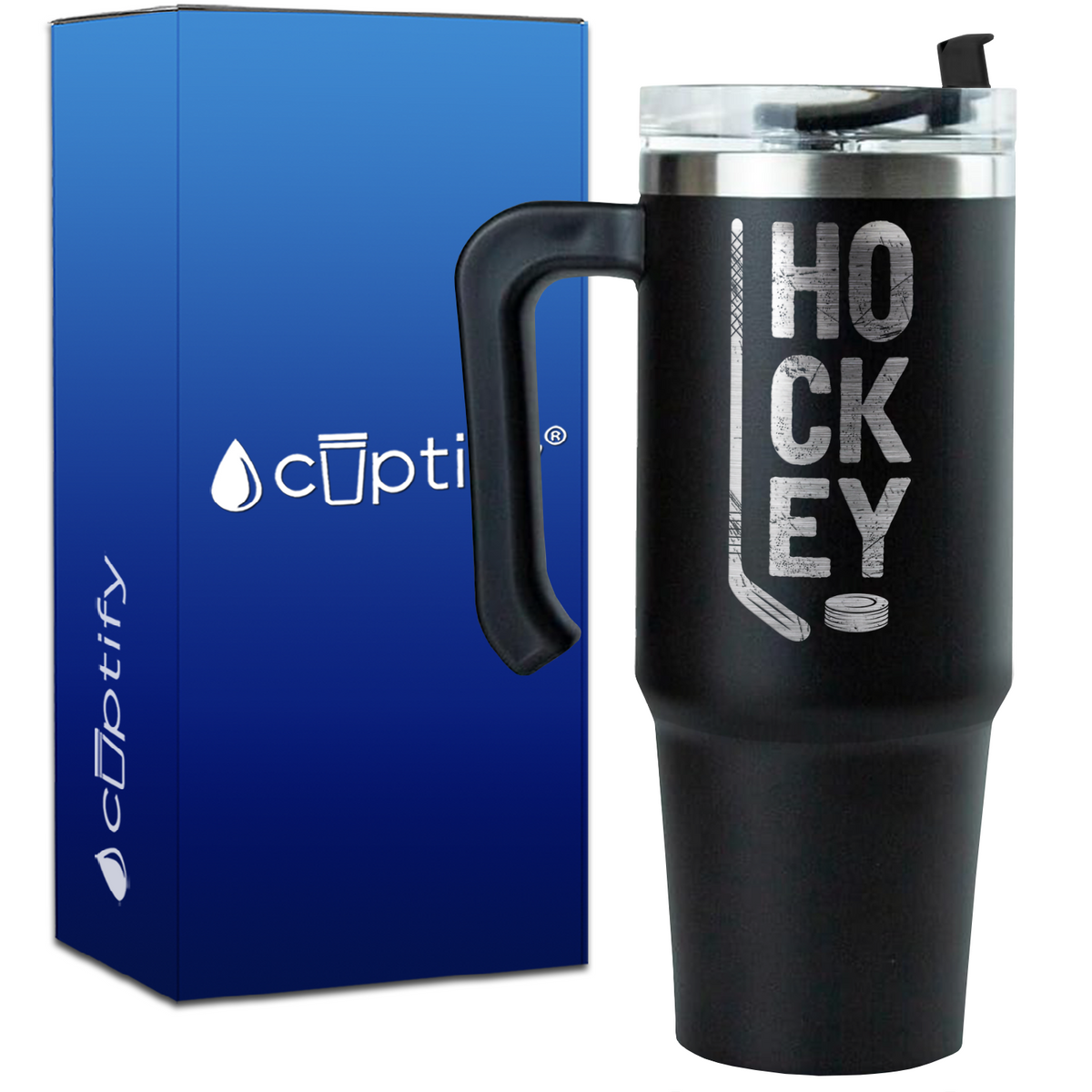 HO CK EY on 30oz Hockey Travel Mug