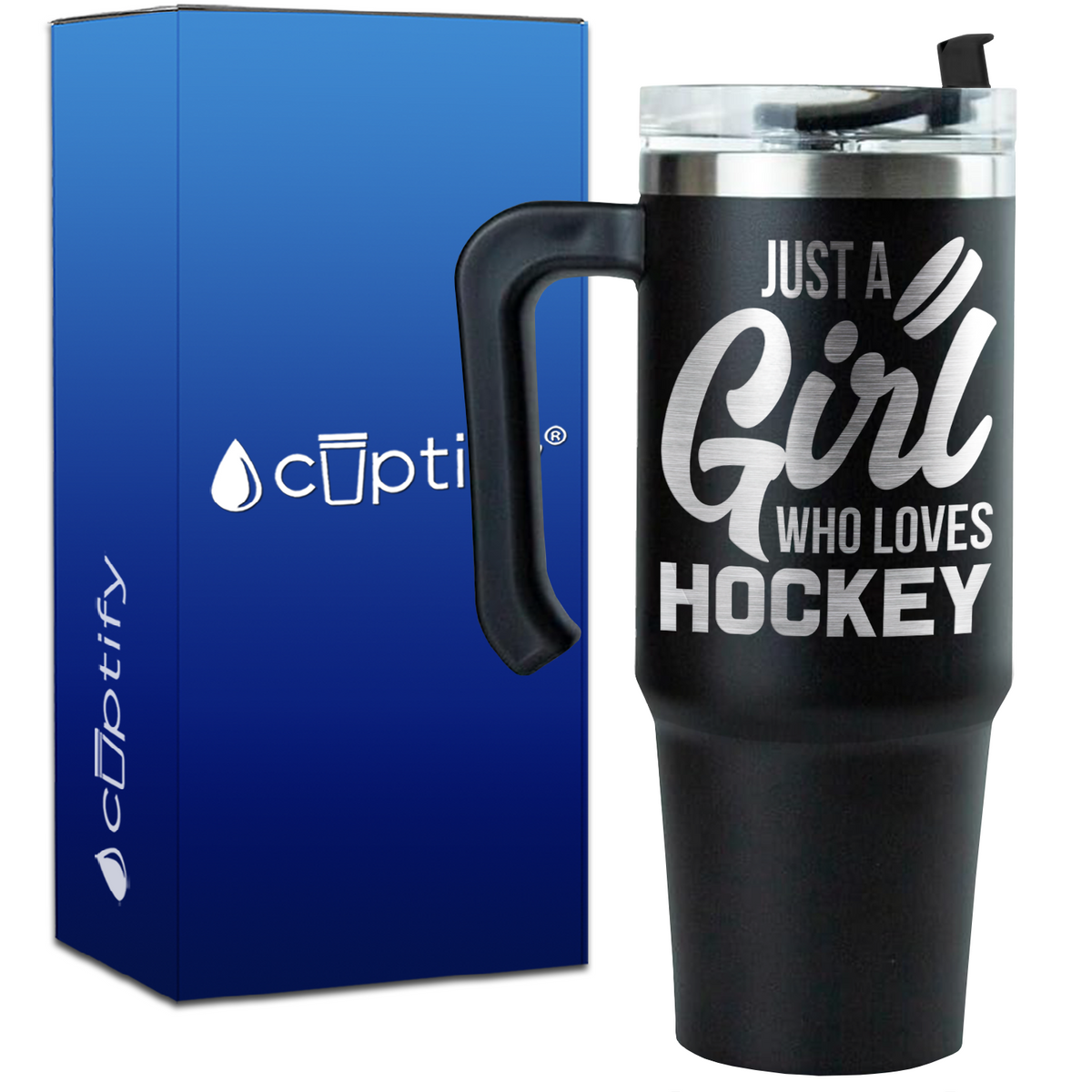 Just a Girl Who Loves Hockey on 30oz Hockey Travel Mug