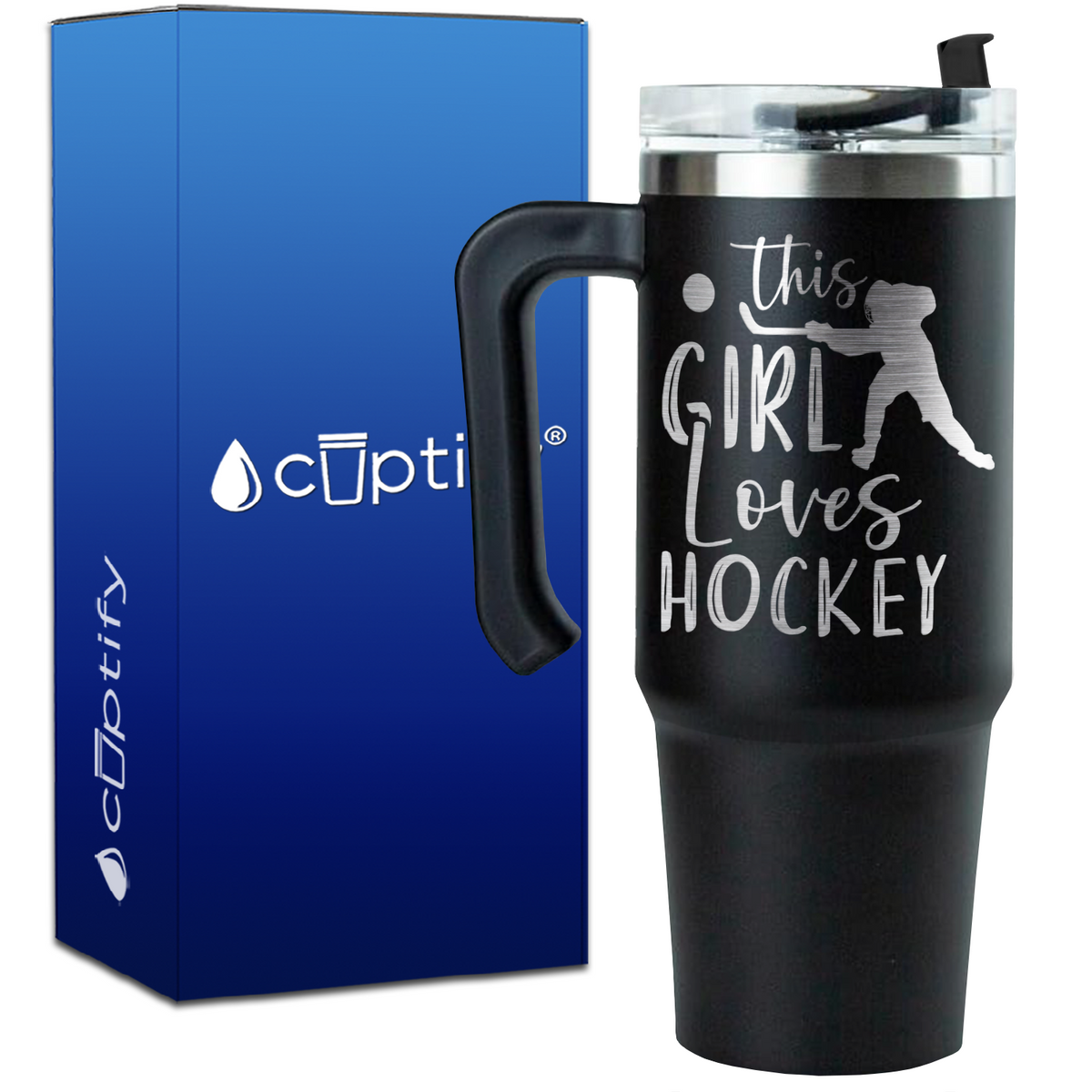 This Girl Loves Hockey on 30oz Hockey Travel Mug