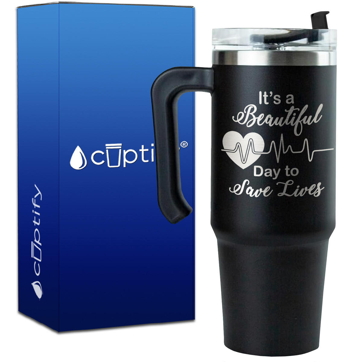 It's a Beautiful Days to Save Lives on 30oz Nurse Travel Mug