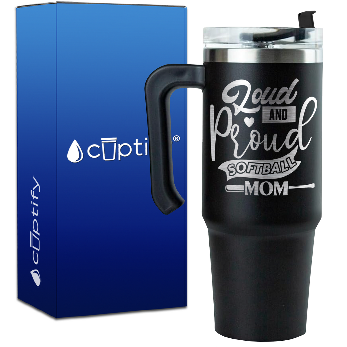 Loud and Proud Softball Mom on 30oz Softball Travel Mug