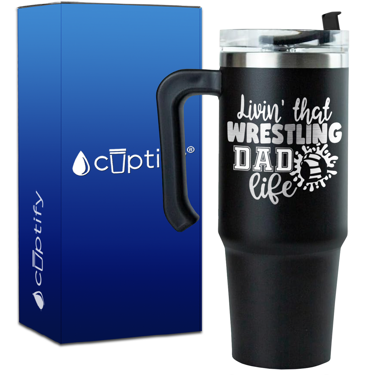 Livin' That Wrestling Dad Life Headgear  on 30oz Wrestling Travel Mug