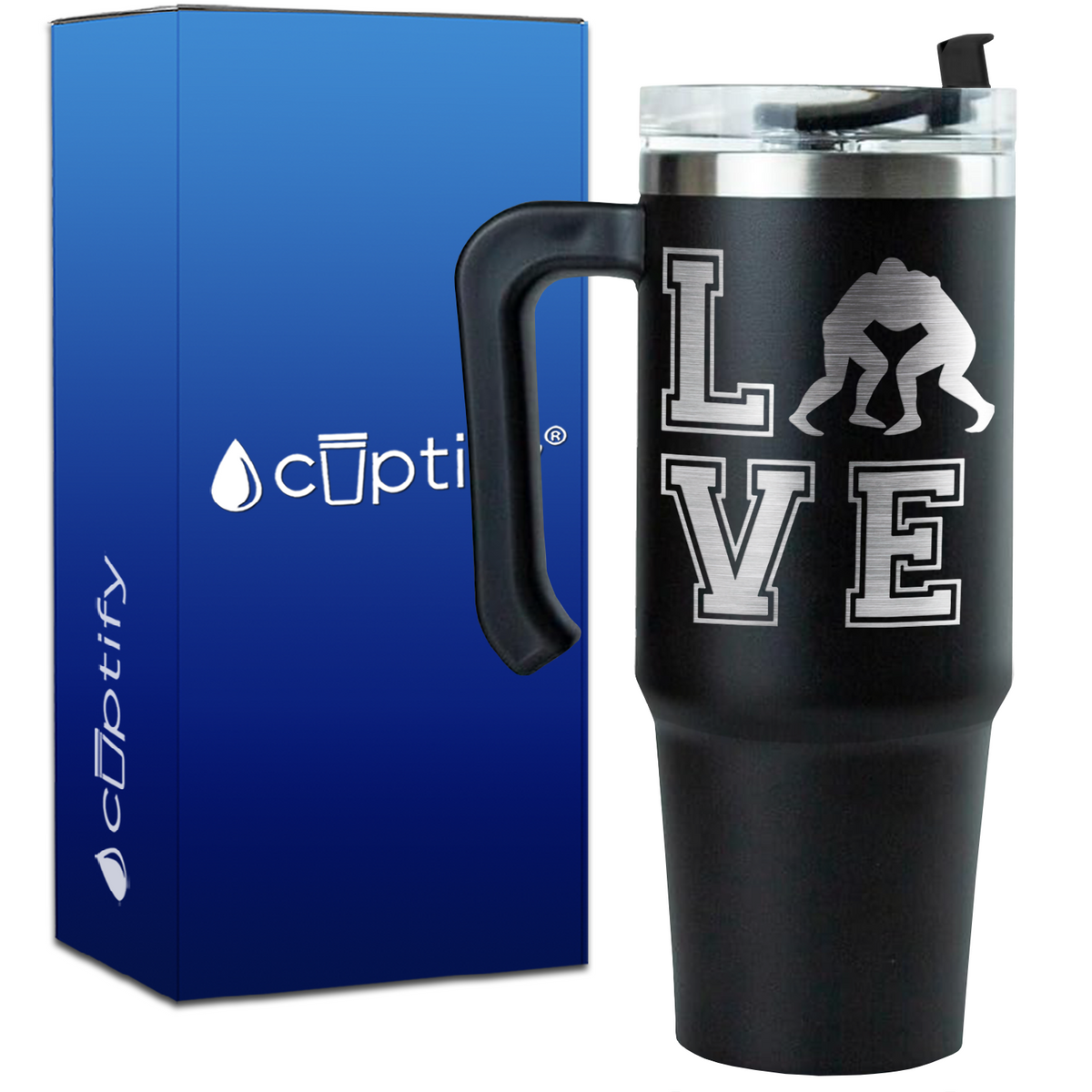 Love Wrestlers on 30oz Wrestling Travel Mug