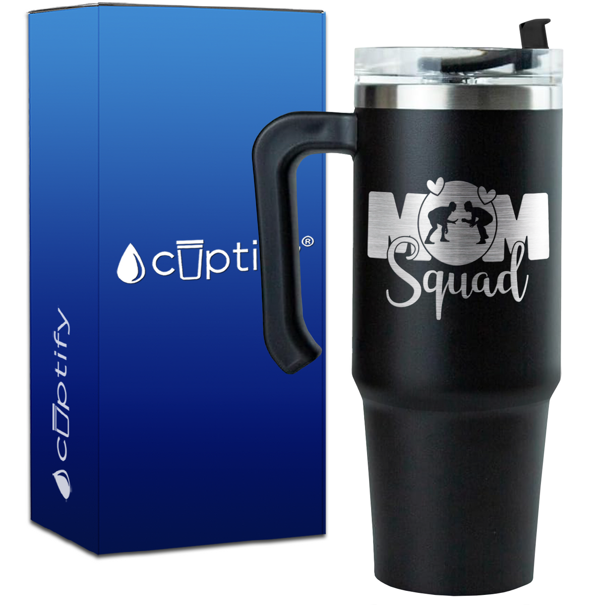 Mom Squad Wrestling on 30oz Wrestling Travel Mug