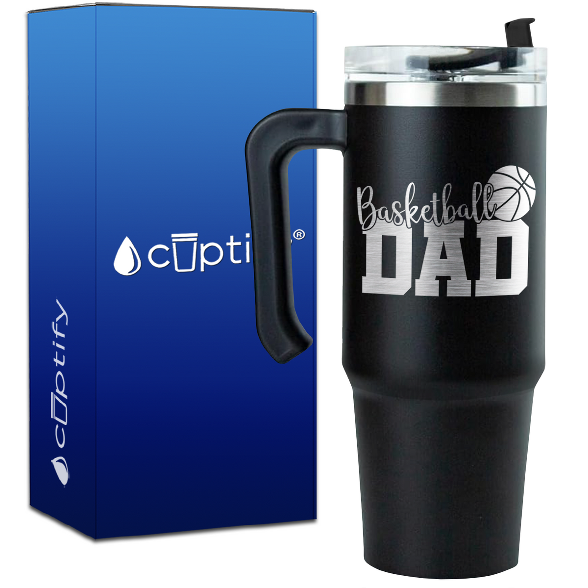 Dad Basketball on 30oz Basketball Travel Mug