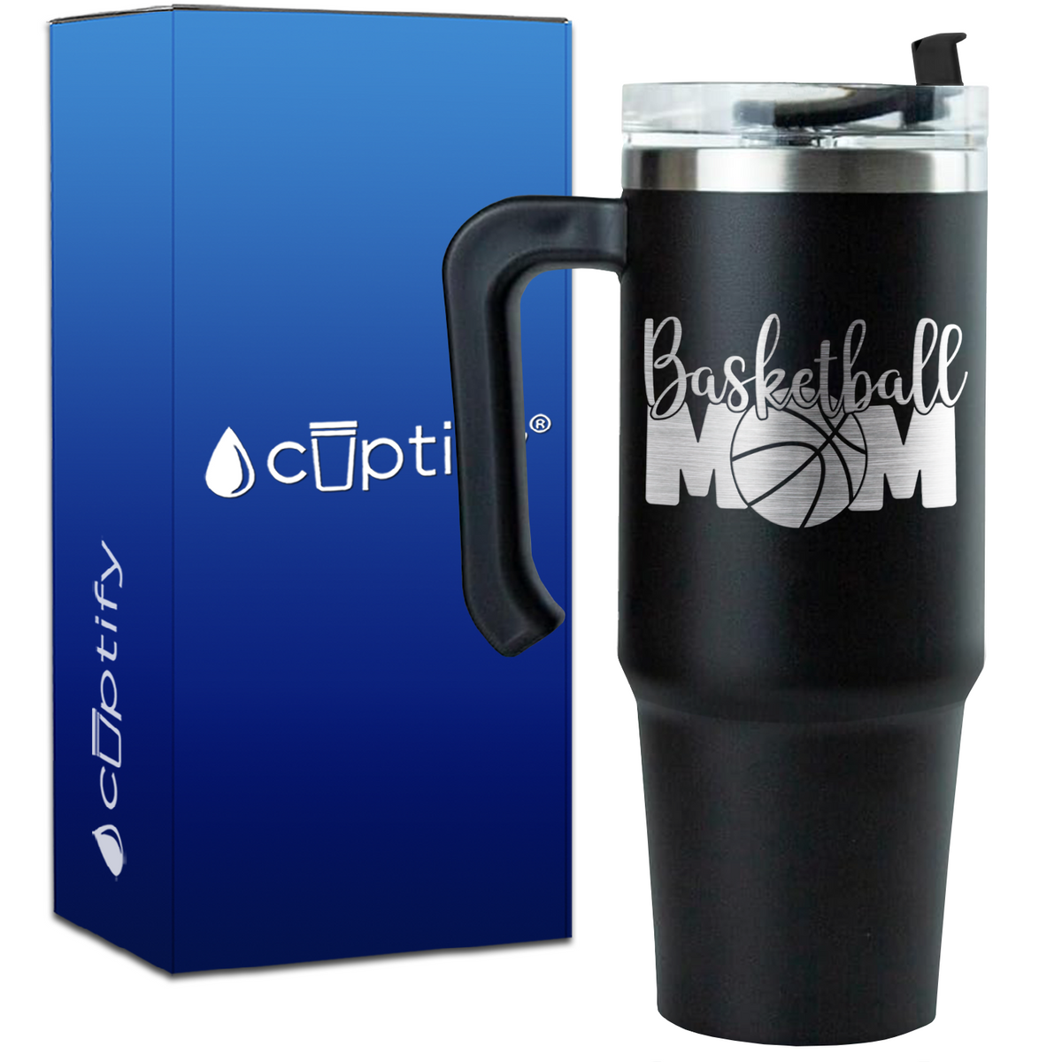 Mom Basketball on 30oz Basketball Travel Mug