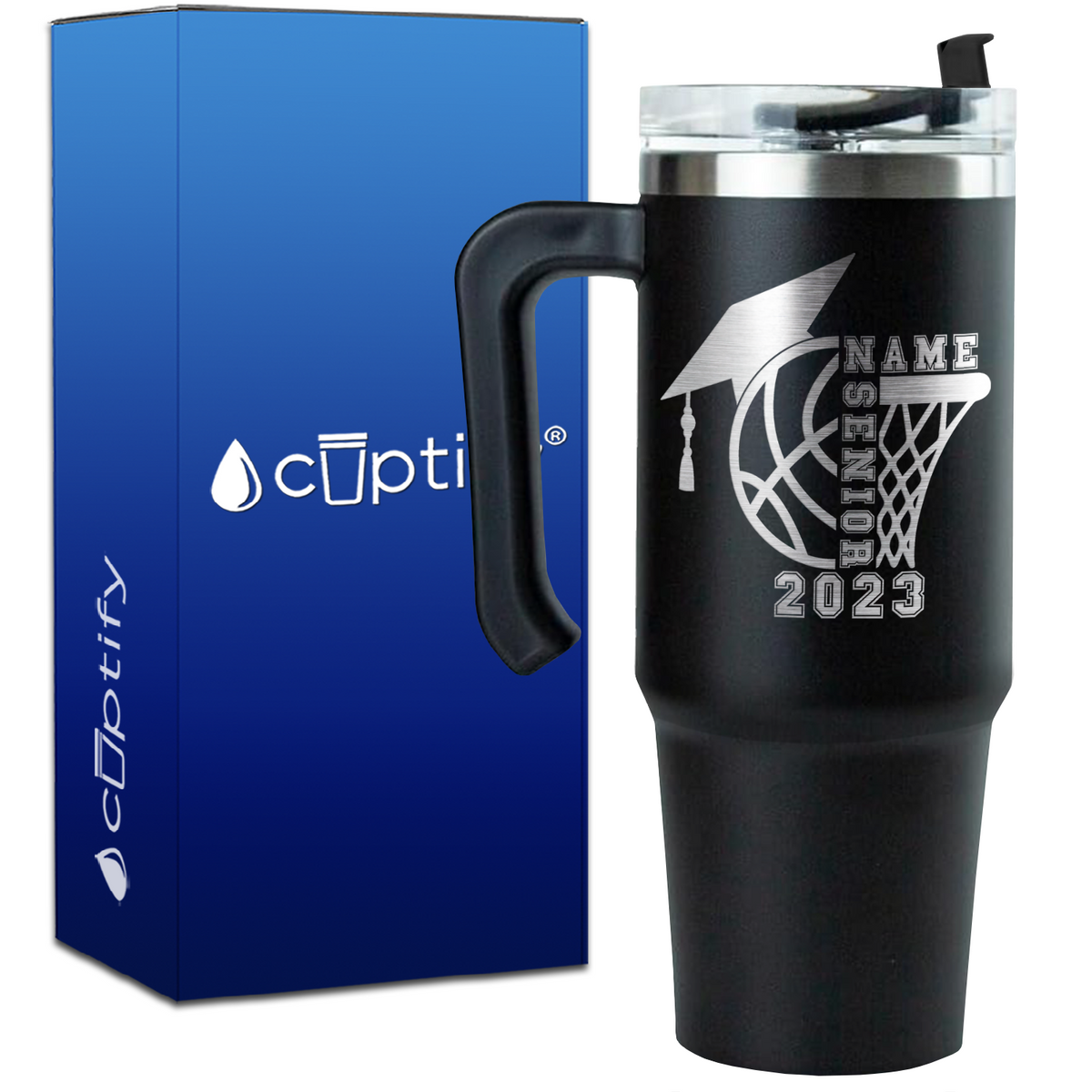 Personalized Basketball Senior on 30oz Basketball Travel Mug