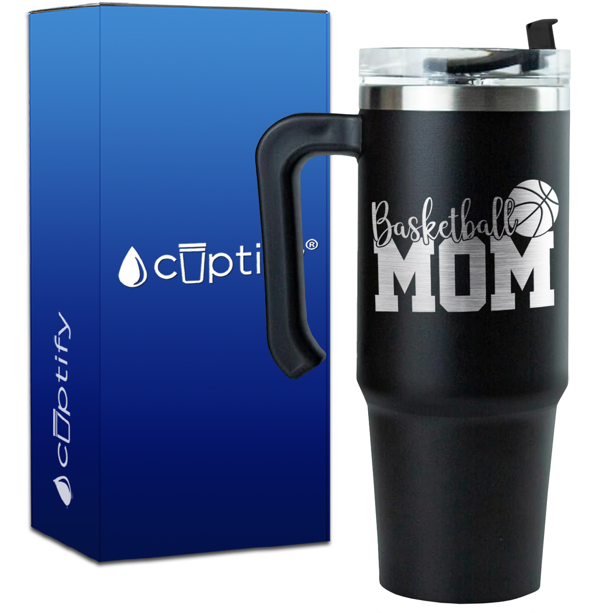 Basketball Mom Slanted on 30oz Basketball Travel Mug