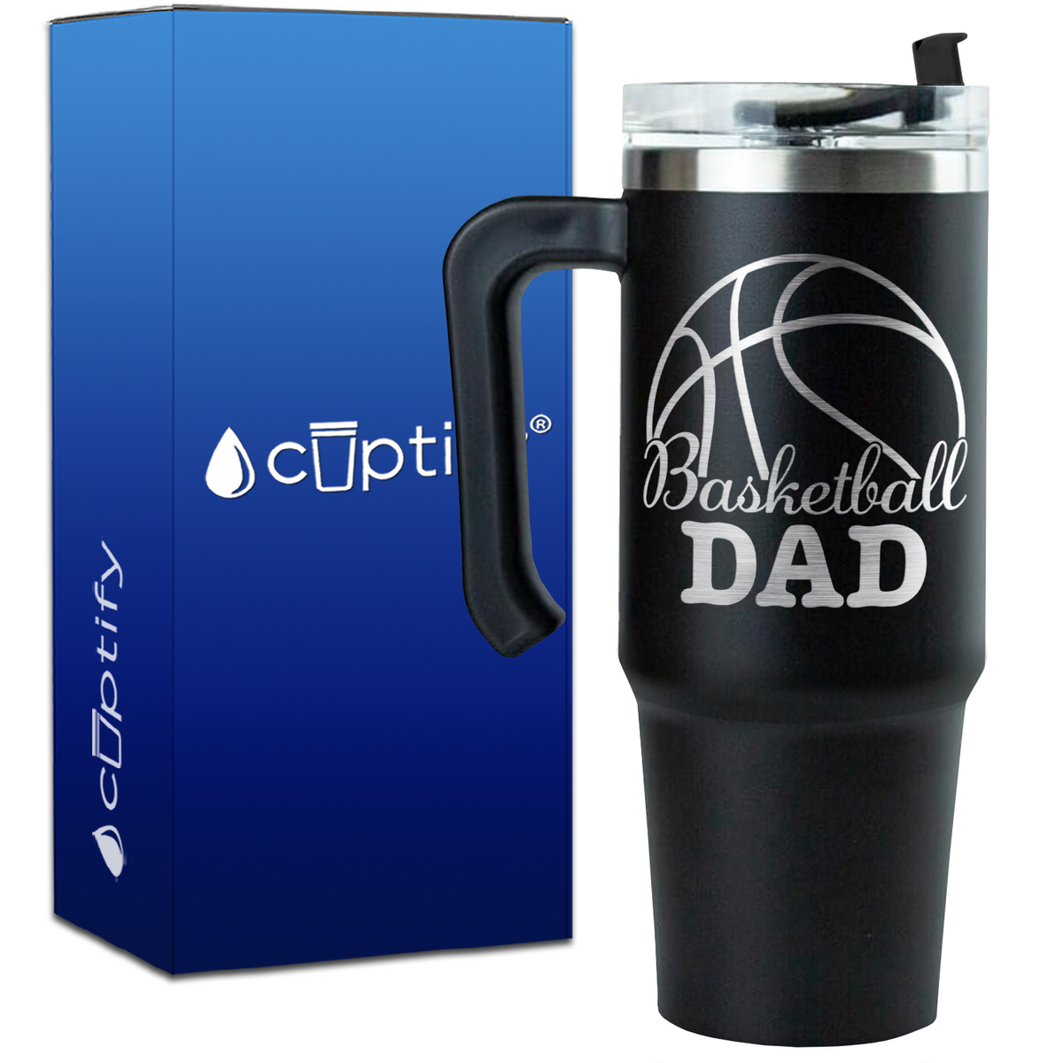 Basketball Dad Big Half Ball on 30oz Basketball Travel Mug