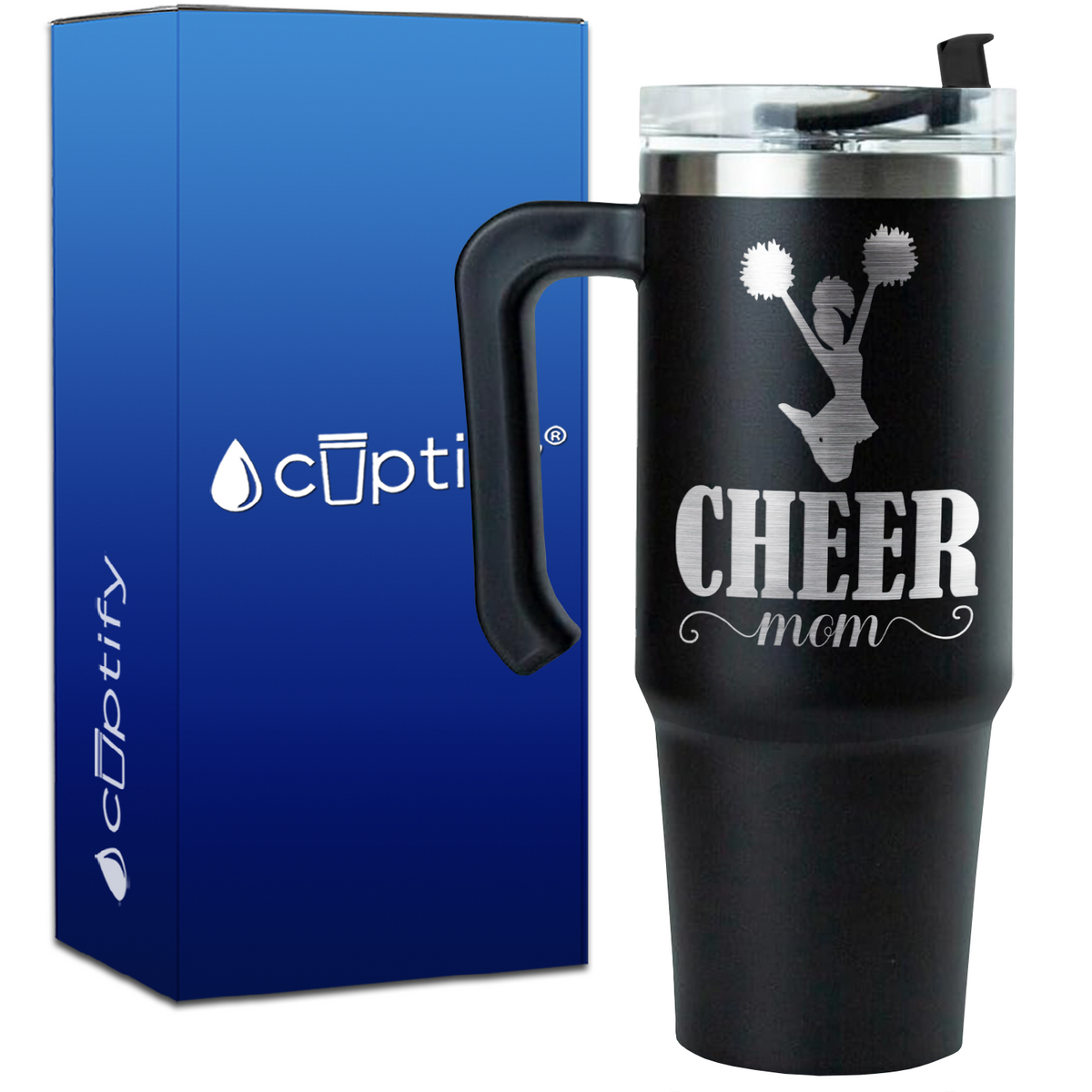 Cheer Mom Silhouette on 30oz Cheer Travel Mug
