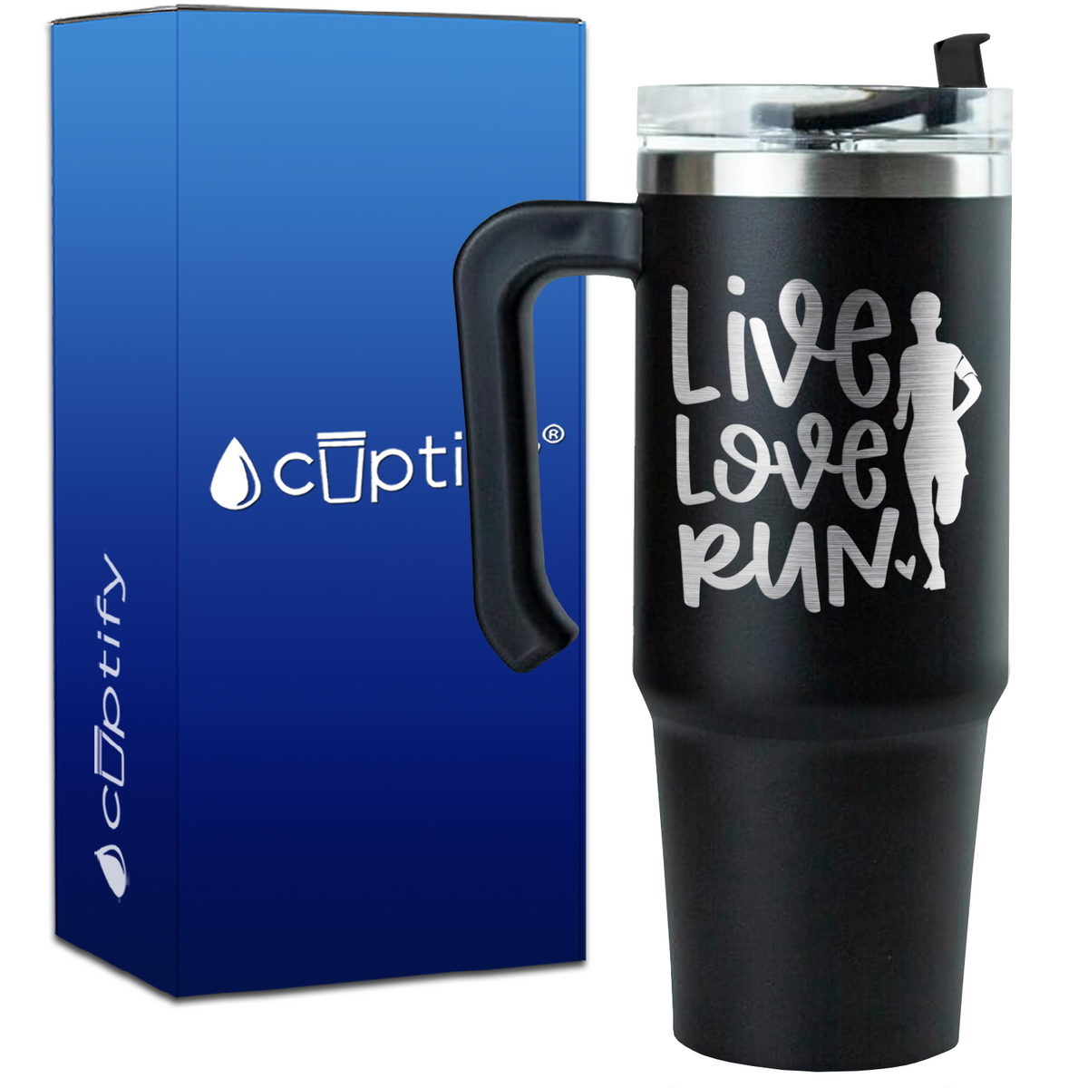 Live Love Run Silhouette on 30oz Running Travel Mug