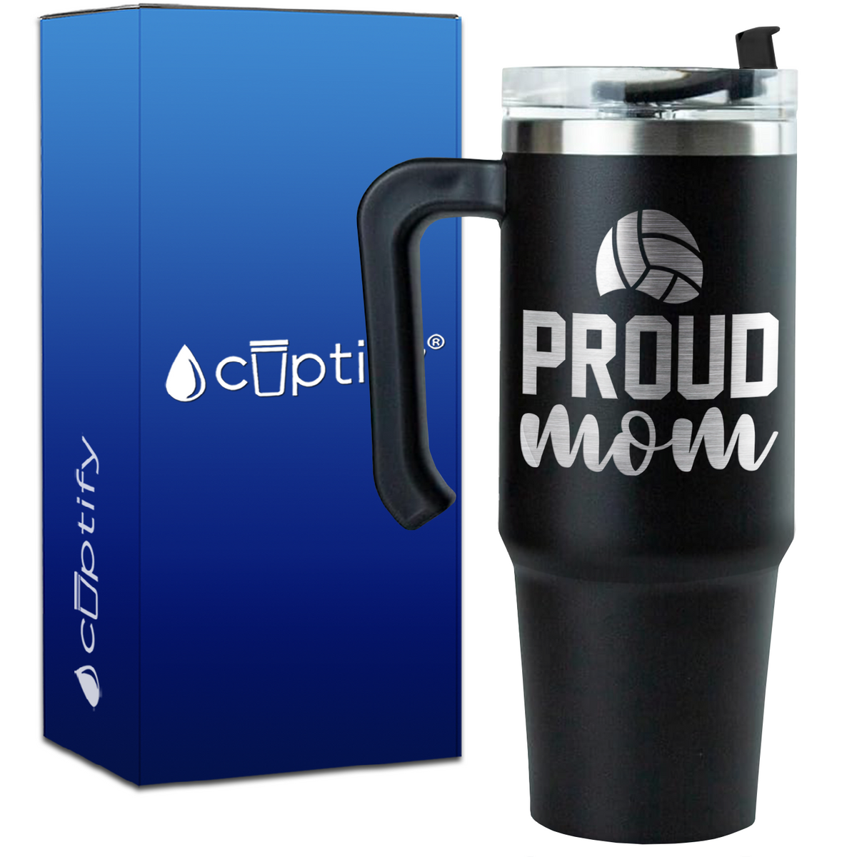 Volleyball Proud Mom on 30oz Volleyball Travel Mug