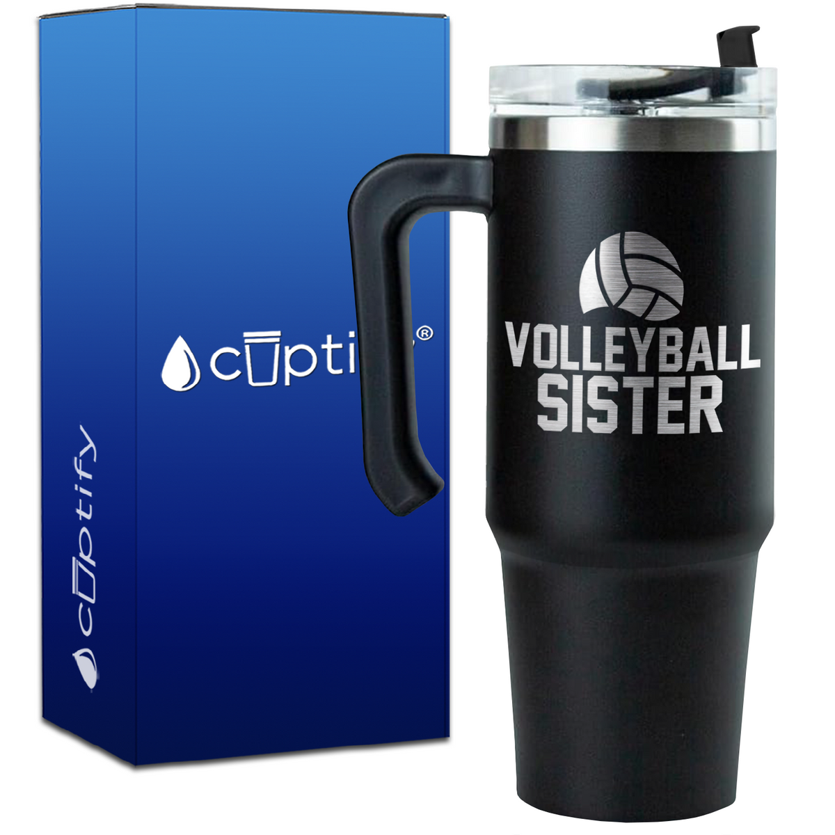 Volleyball Sister Half Ball on 30oz Volleyball Travel Mug