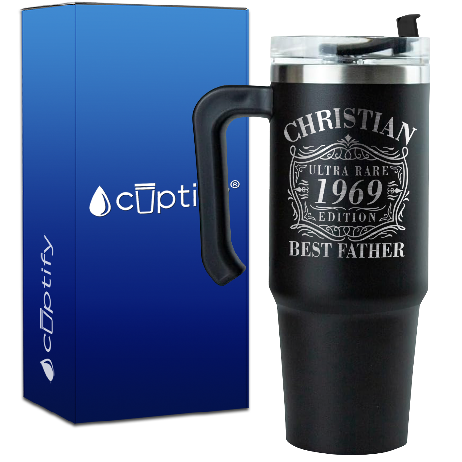 thumbnail interactive-video image 1 of Stainless Steel Insulated 16oz Travel Mug Coffee Cup Best Dad Ever 1 of 2