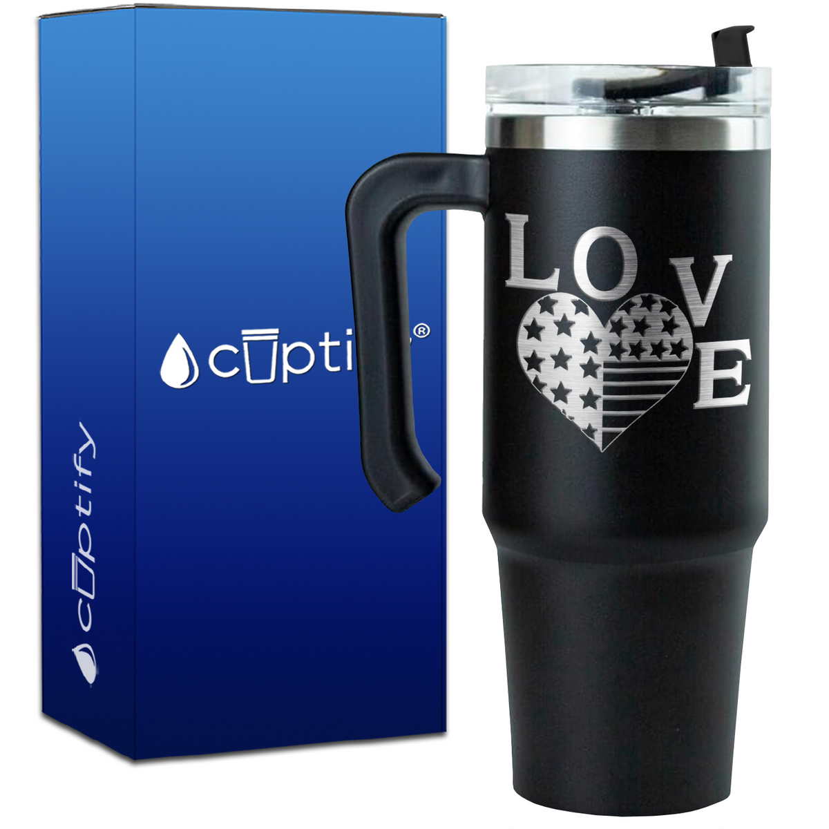 America Love Heart on 30oz 4th of July Travel Mug