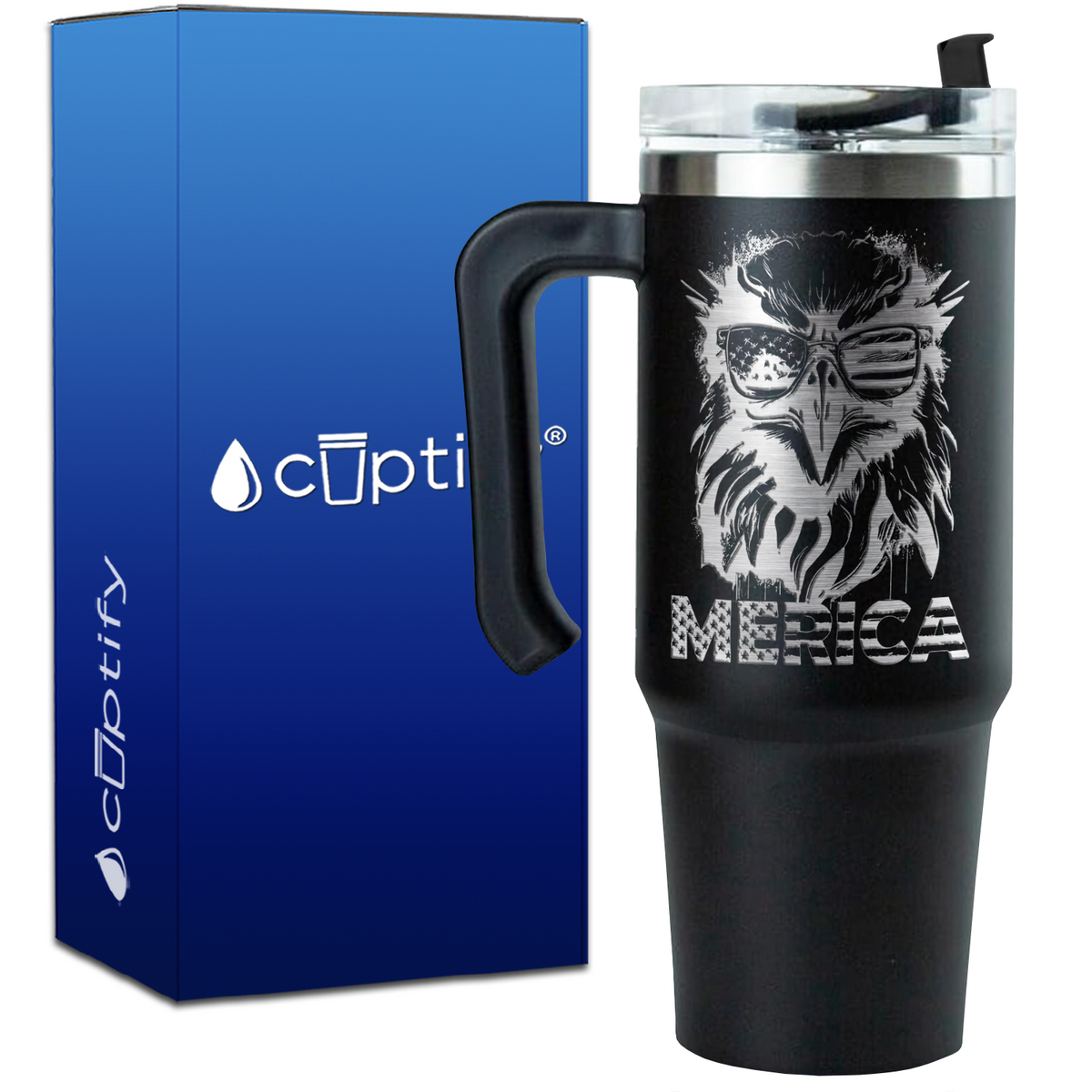 Merica Eagle on 30oz 4th of July Travel Mug