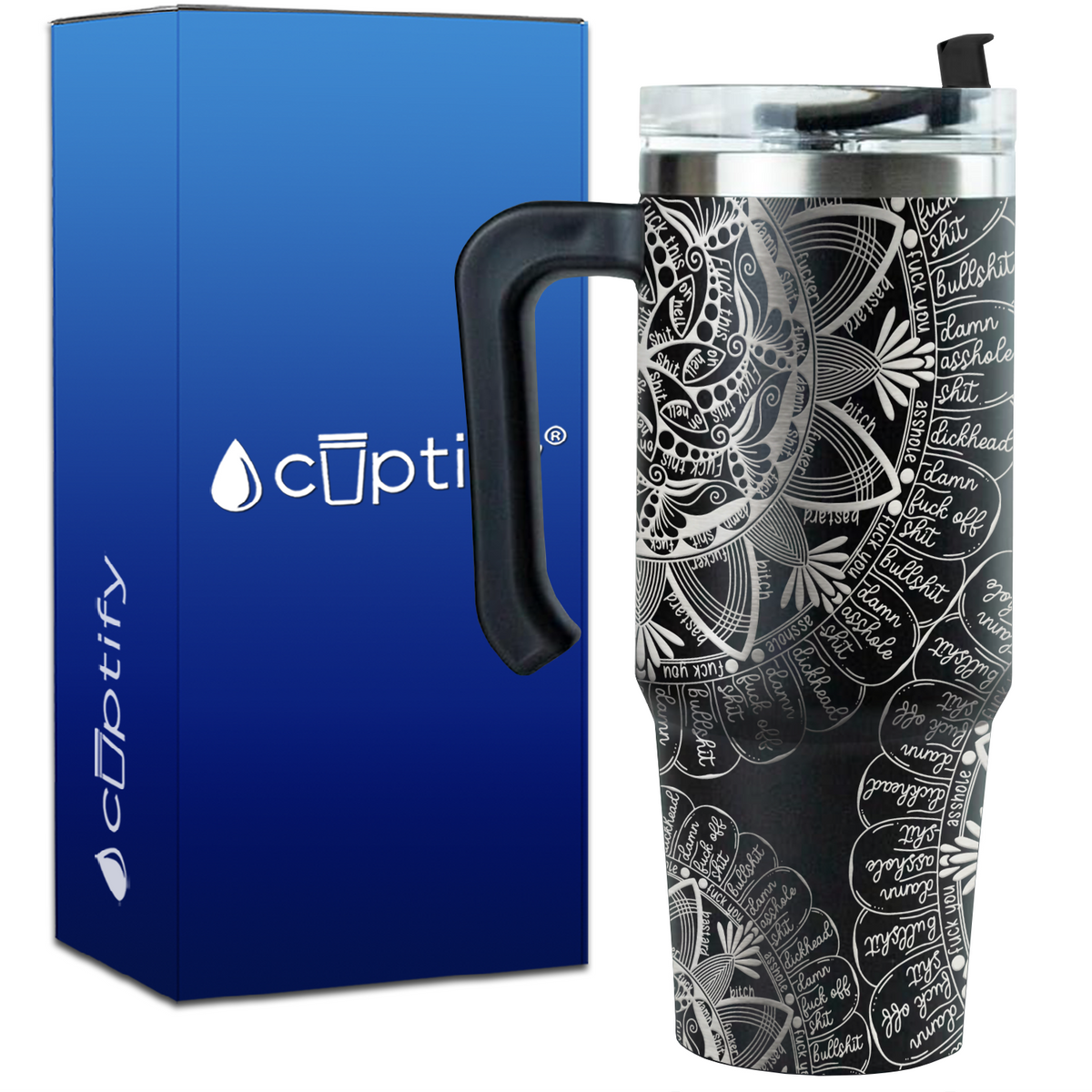 Sarcastic Scribbles Hidden Swear Words Laser Wrap on 30oz Funny Travel Mug