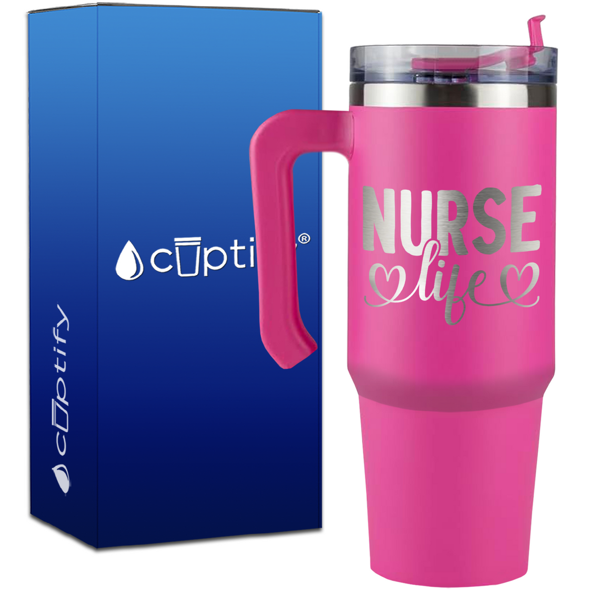 Nurse Life Hearts on 30oz Nurse Travel Mug