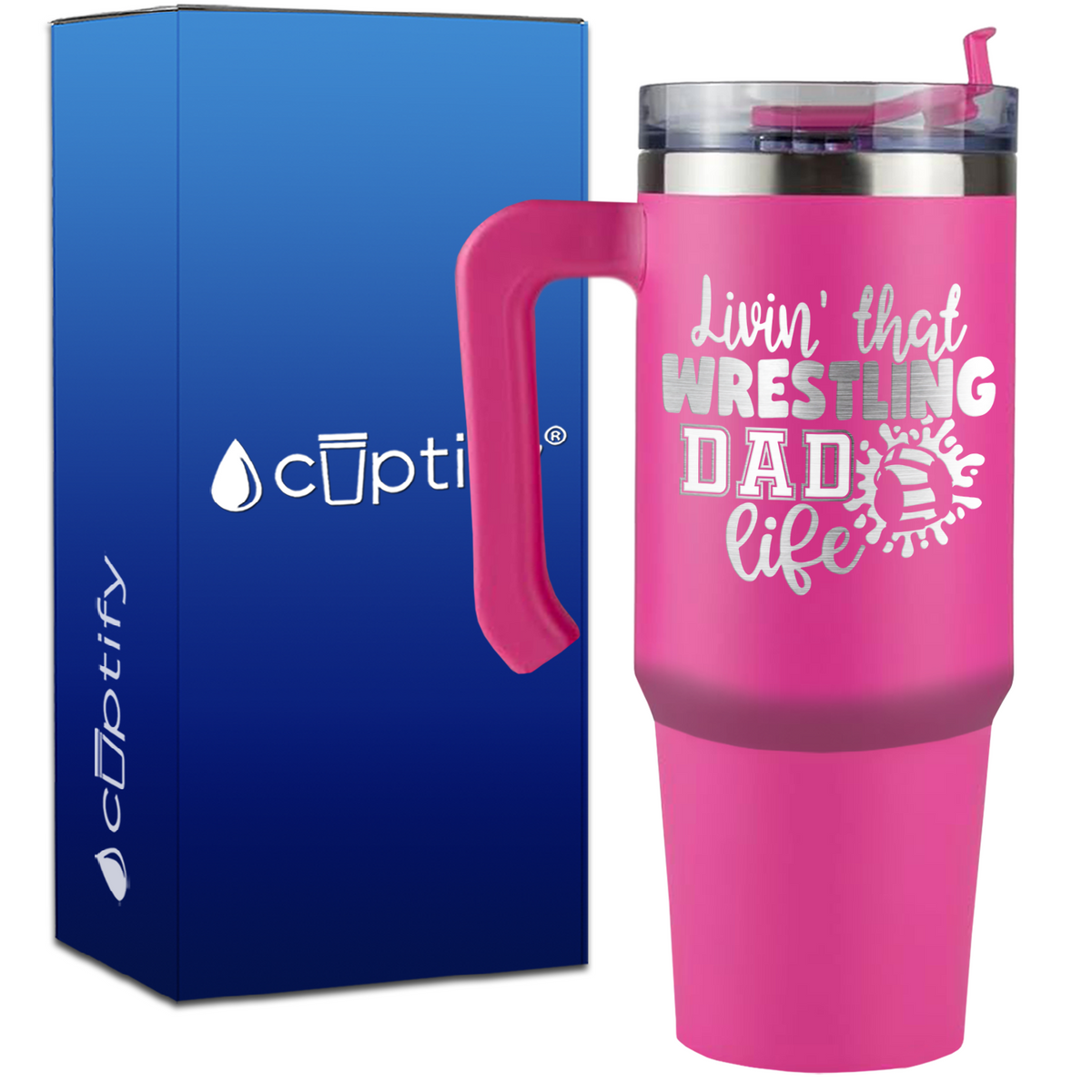 Livin' That Wrestling Dad Life Headgear  on 30oz Wrestling Travel Mug