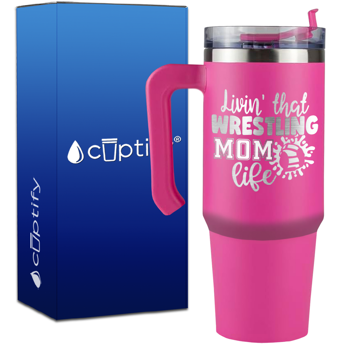 Livin' That Wrestling Mom Life Headgear on 30oz Wrestling Travel Mug