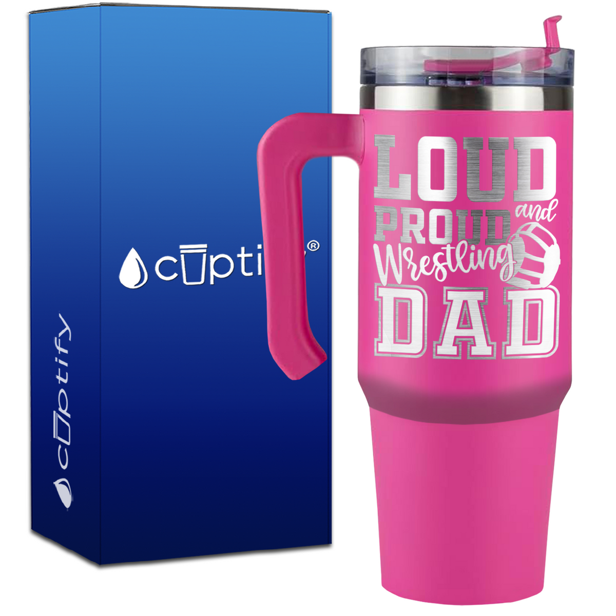 Loud and Proud Wrestling Dad on 30oz Wrestling Travel Mug