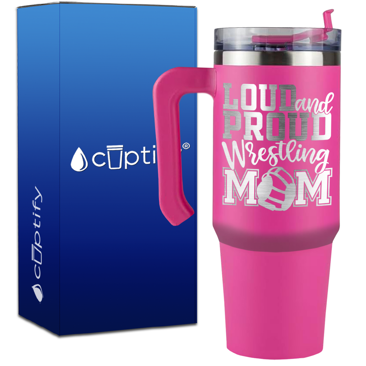 Loud and Proud Wrestling Mom on 30oz Wrestling Travel Mug
