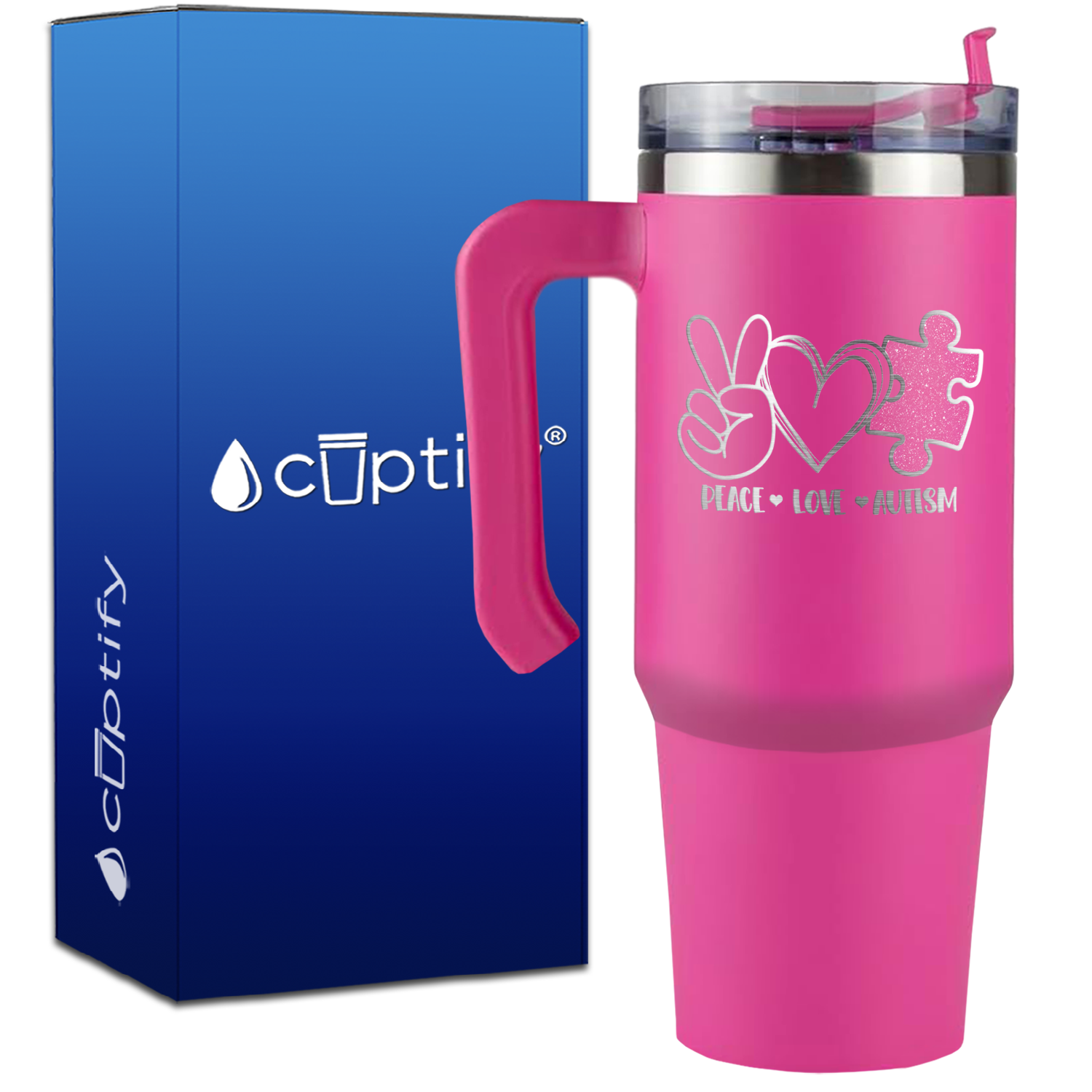 Peace Love Autism on 30oz Autism Travel Mug